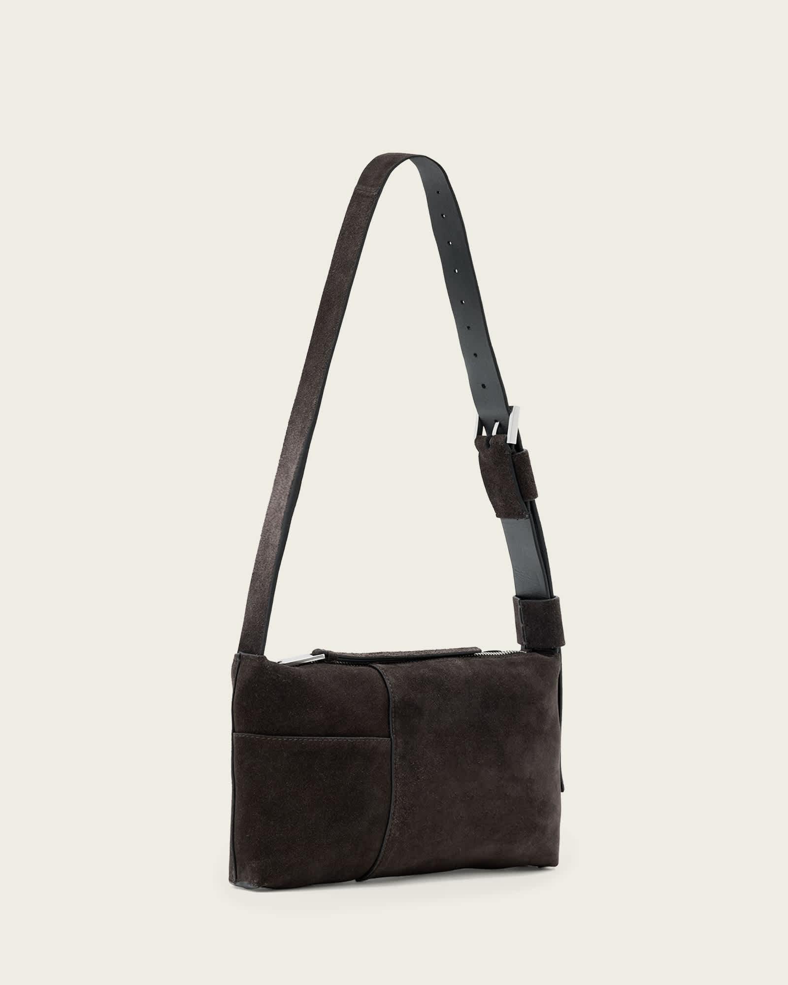 Alba Suede Crossbody Bag Bitter Brown | ALLSAINTS US Product Image