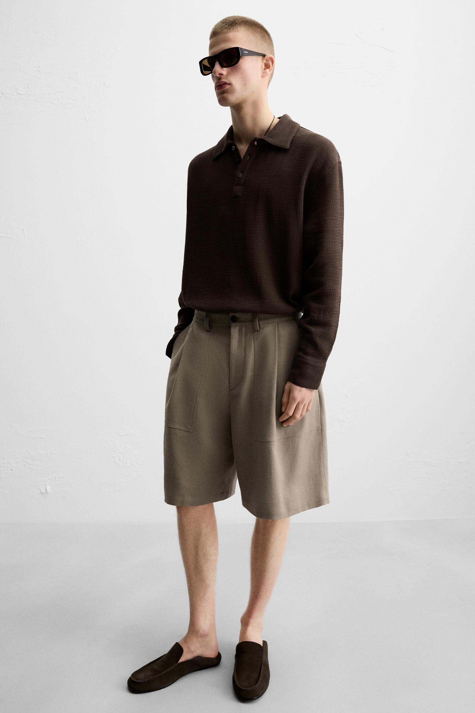 TEXTURED LINEN - COTTON SHORTS Product Image