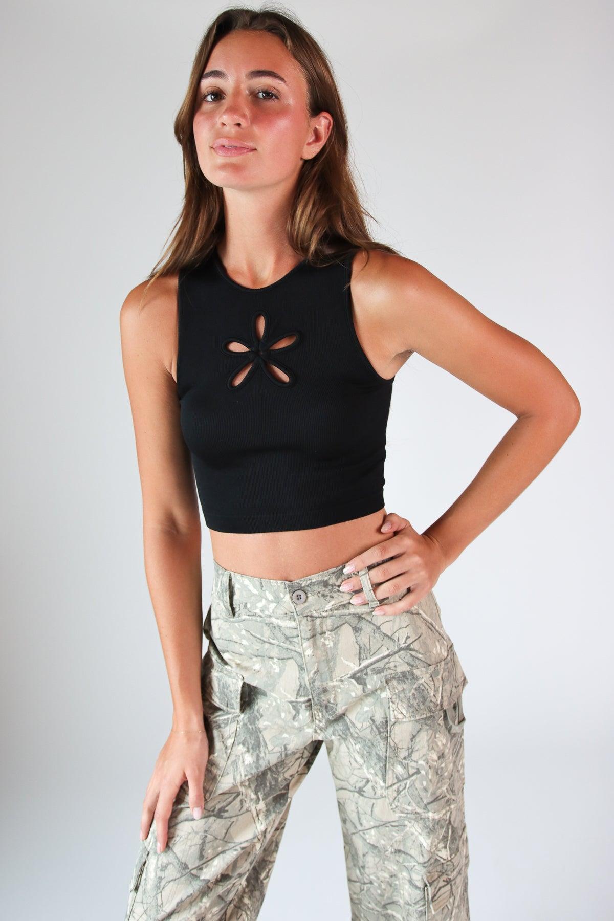 Flower Cut Out Seamless Tank Top Product Image