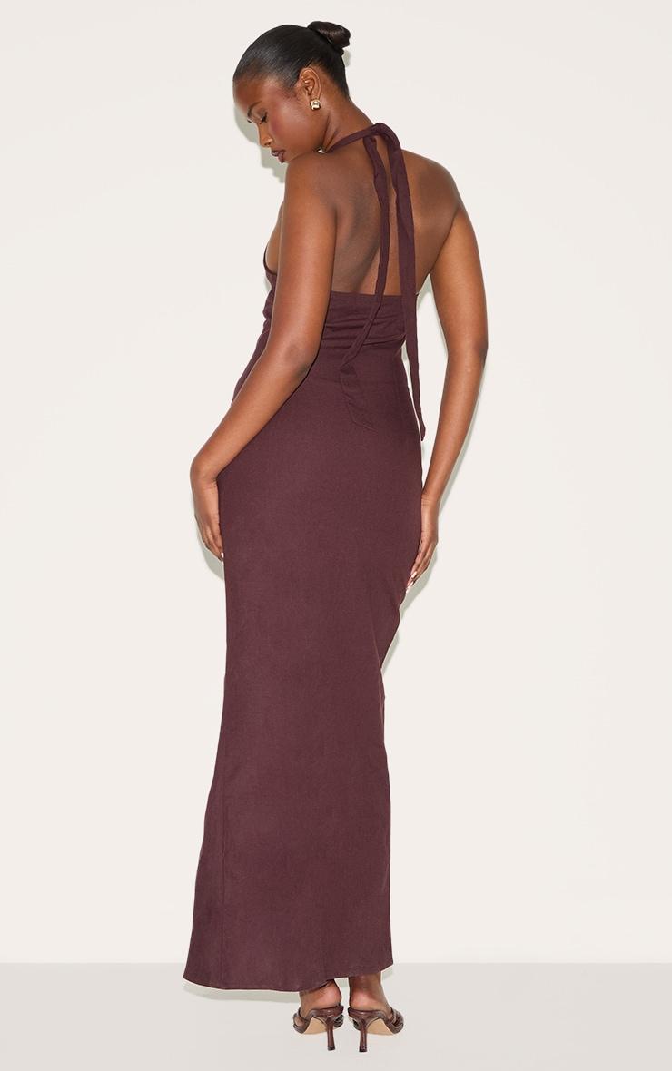 Chocolate Woven Halterneck Maxi Dress Product Image