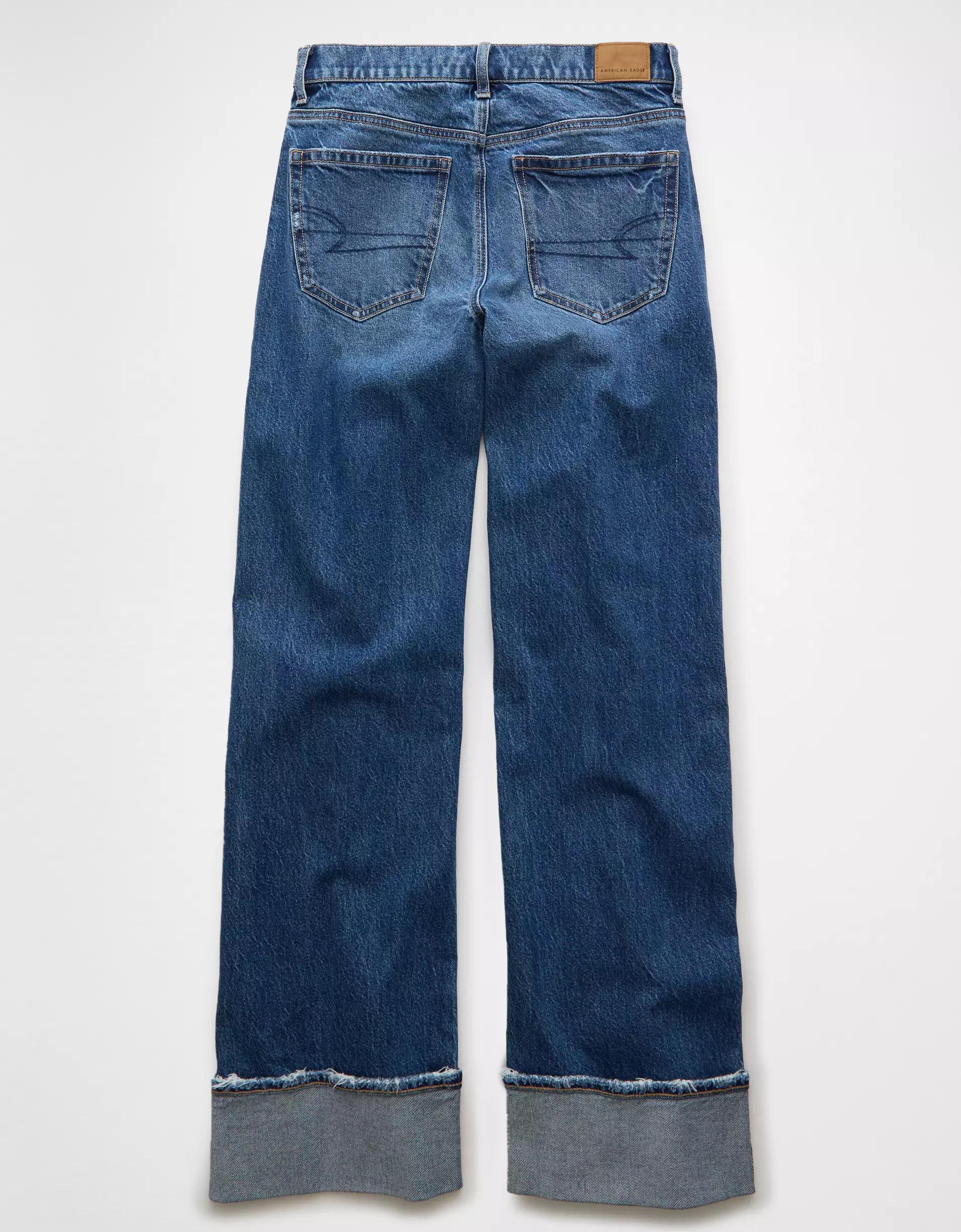 AE Stretch High-Waisted Stovepipe Cuffed Jean Product Image