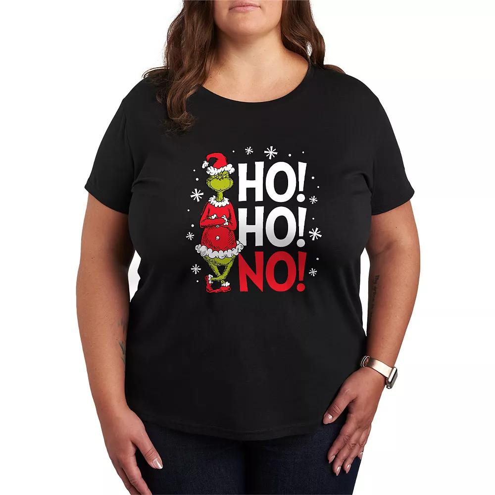 Plus Size Dr. Seuss Grinch Ho Ho No Graphic Tee, Women's, Size: 2XL, Heather Grey Product Image