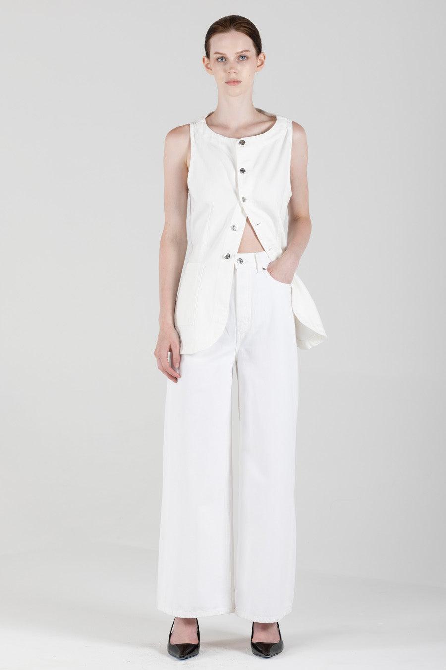 Jay Long Vest - Vintage White Product Image