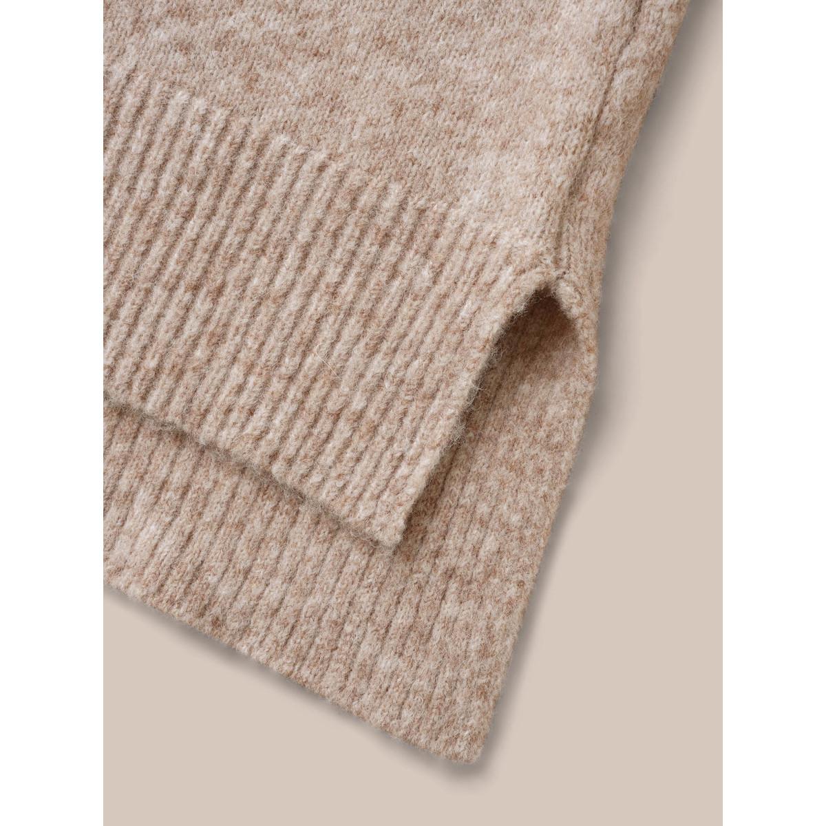 Plus Size Airy Cozy Polo Collar Wool Pullover Apricot Women Casual Loose Long Sleeve Polo Everyday Pullovers BloomChic 30/6X Product Image