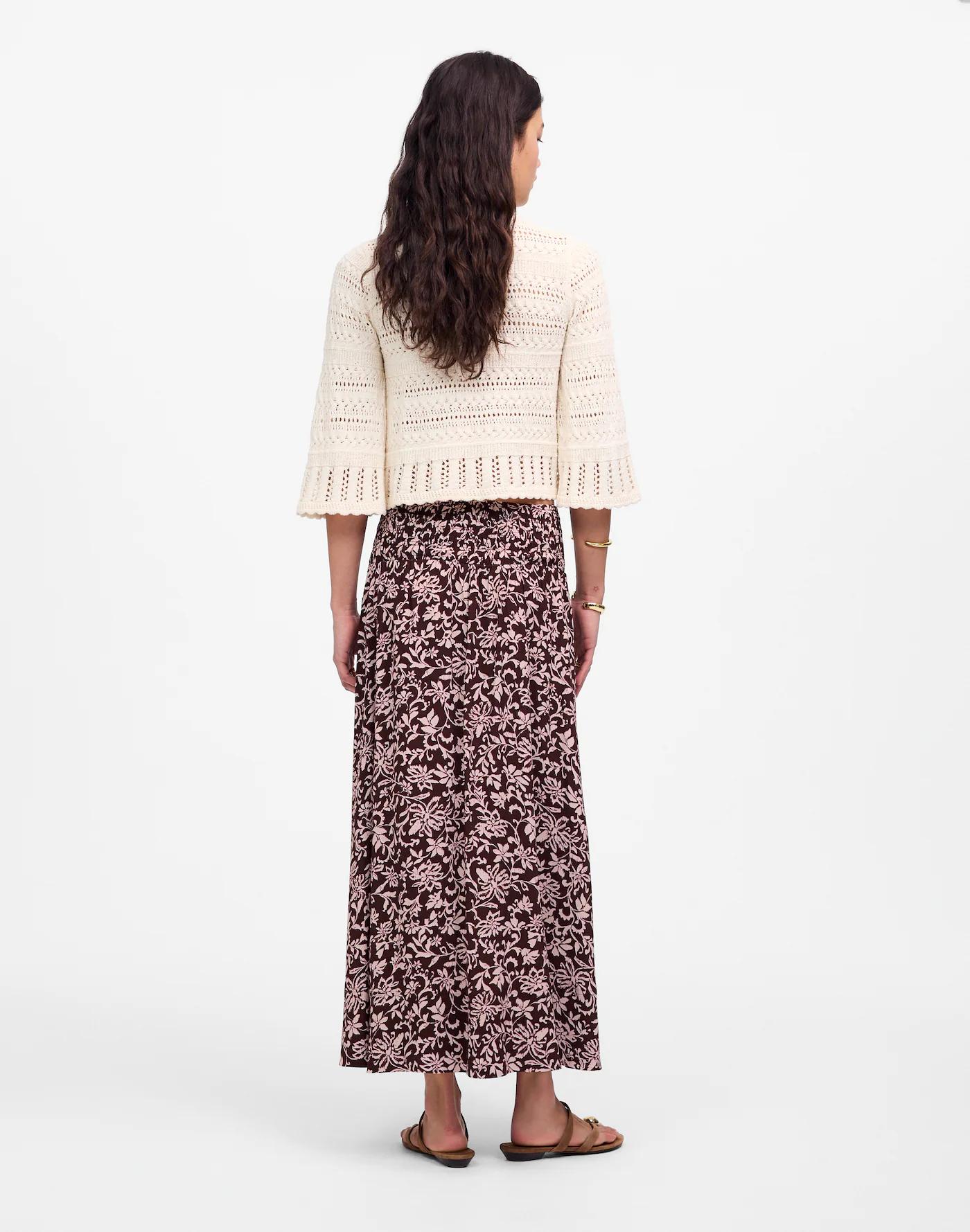 Smocked-Waist Midi Skirt Product Image