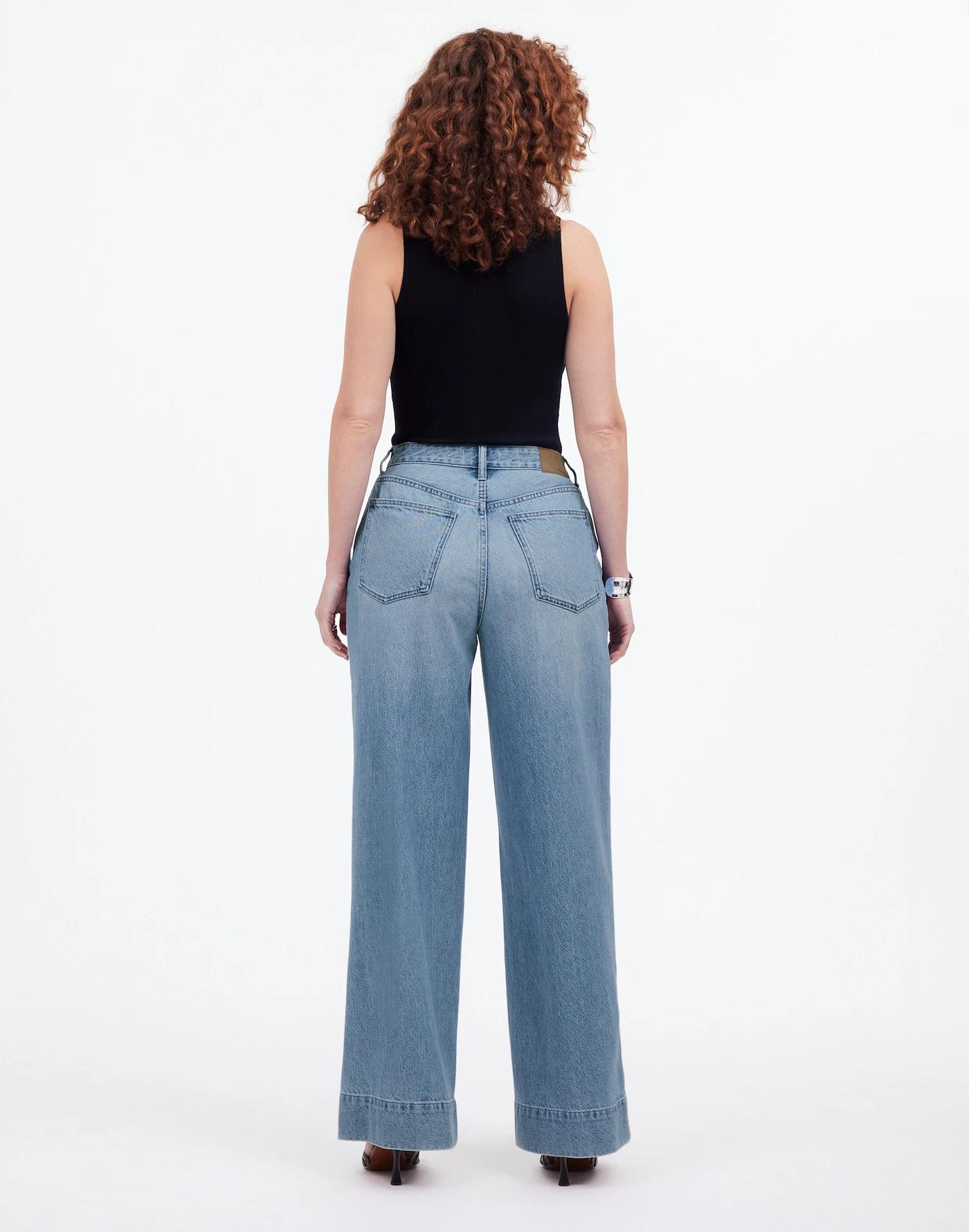 Petite Curvy Superwide-Leg Jeans in Lintz Wash Product Image