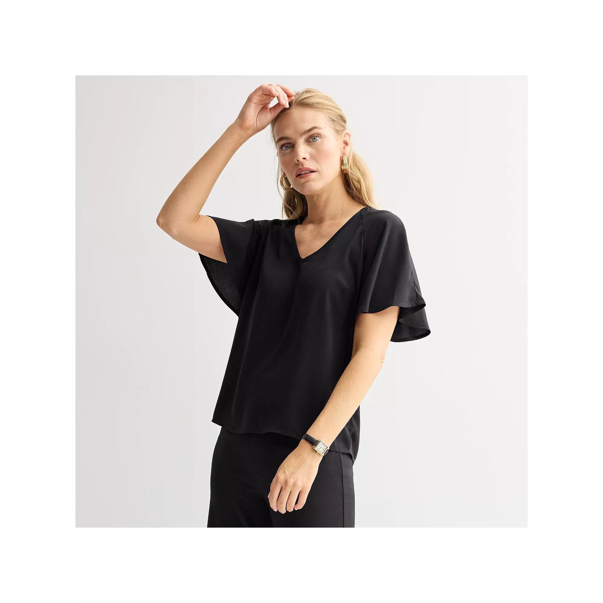Women's Nine West Short Sleeve Dolman Blouse, Size: XXL, Mineral Black Product Image