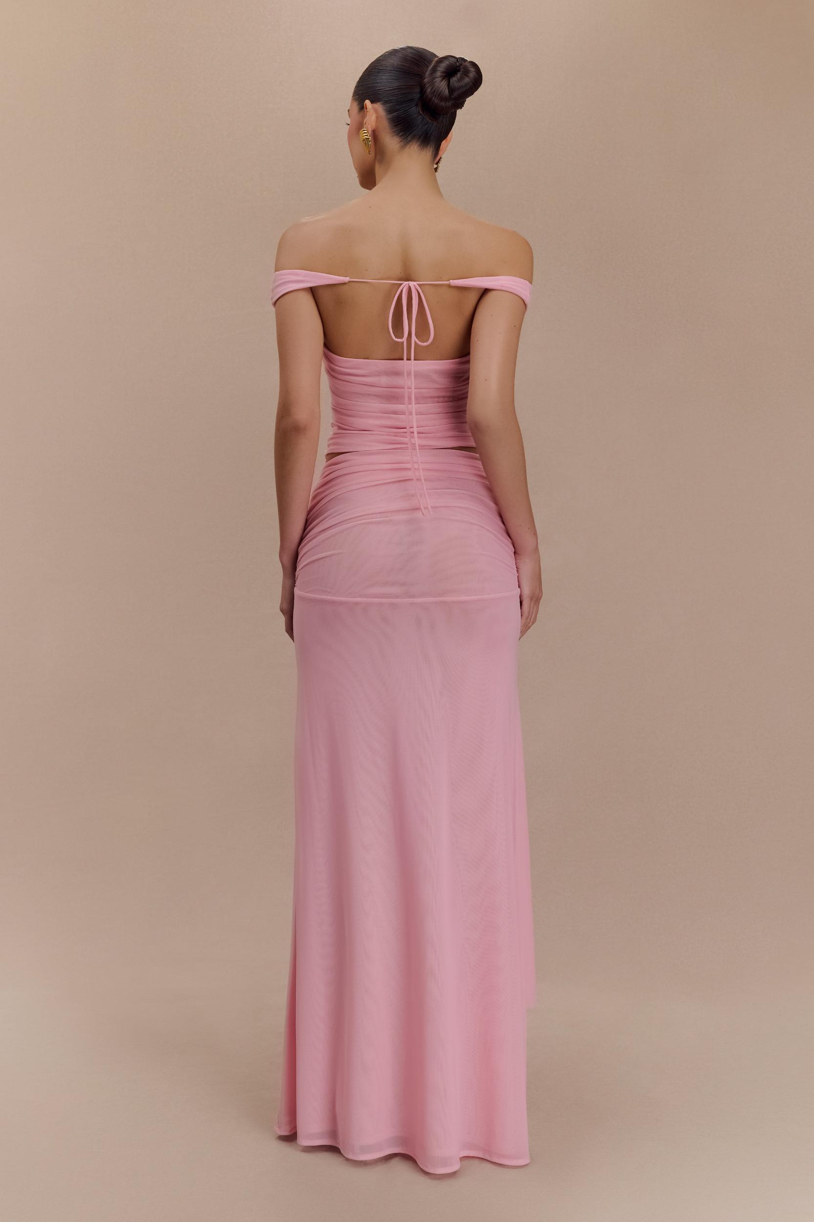 Arna Mesh Maxi Skirt - Candy Pink Product Image