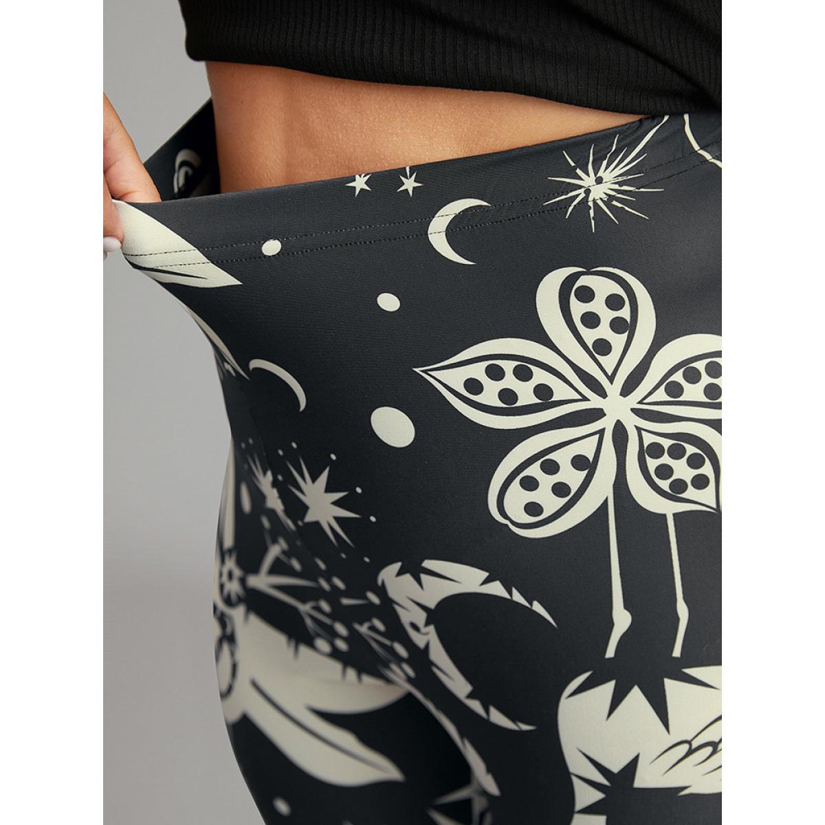 Plus Size Natural Print High Rise Skinny Leggings Women Black Casual High stretch Skinny High Rise Everyday Leggings BloomChic 30/6X Product Image