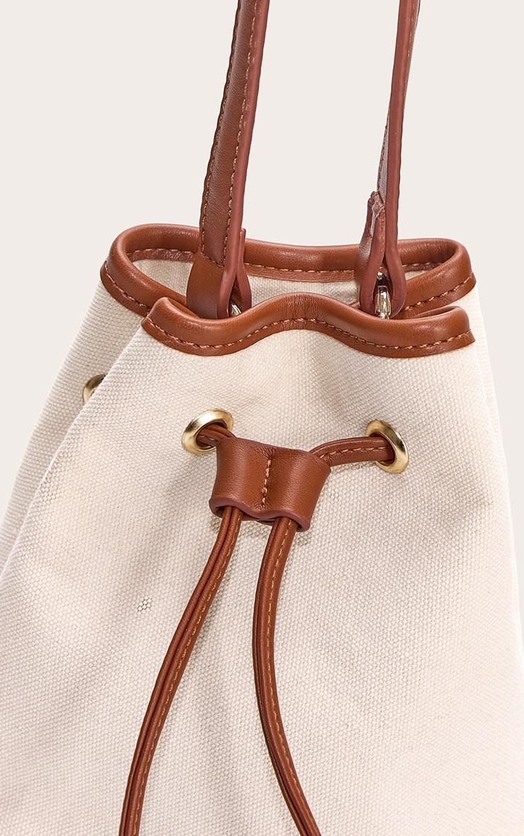 Natural Canvas Mini Drawstring Bucket Beach Bag Product Image
