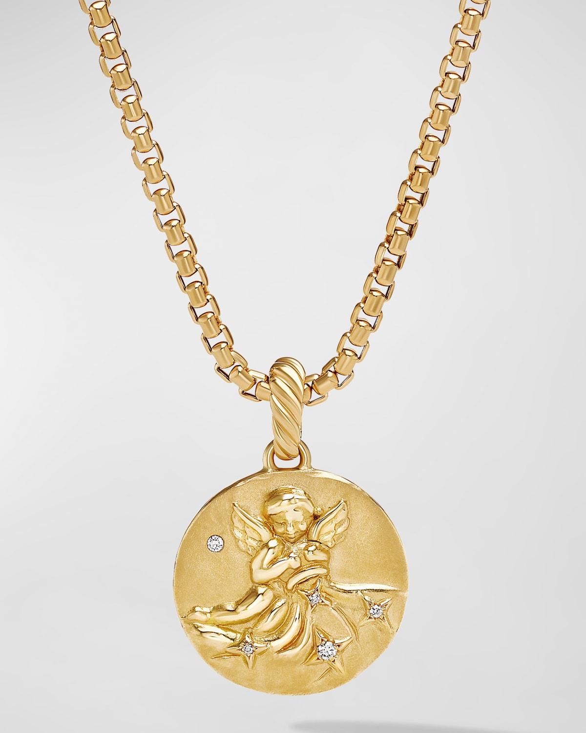 Womens Zodiac Amulet in 18K Yellow Gold with Diamonds Product Image