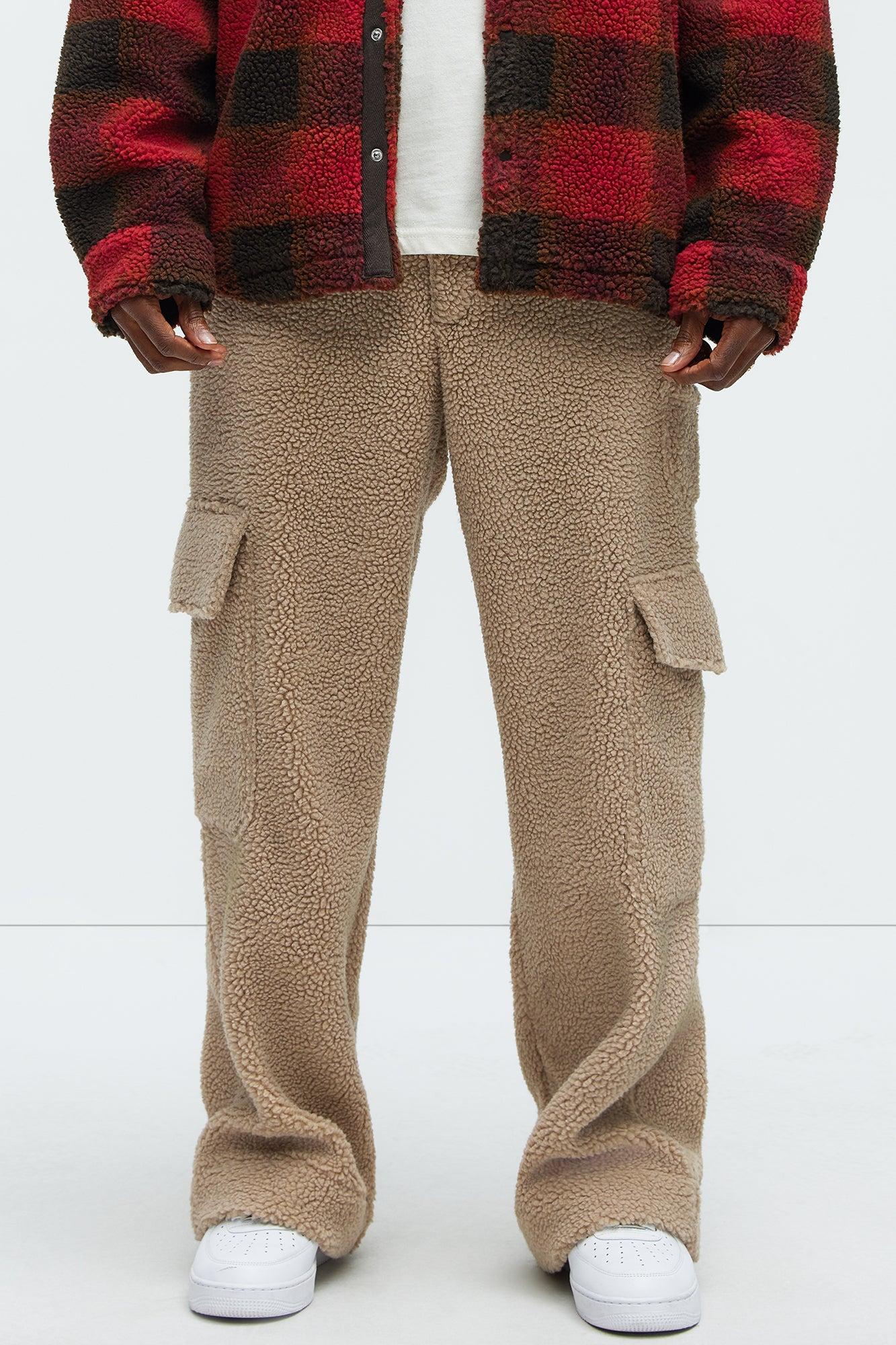 Axel Polar Fleece Baggy Cargo Pants - Tan Product Image