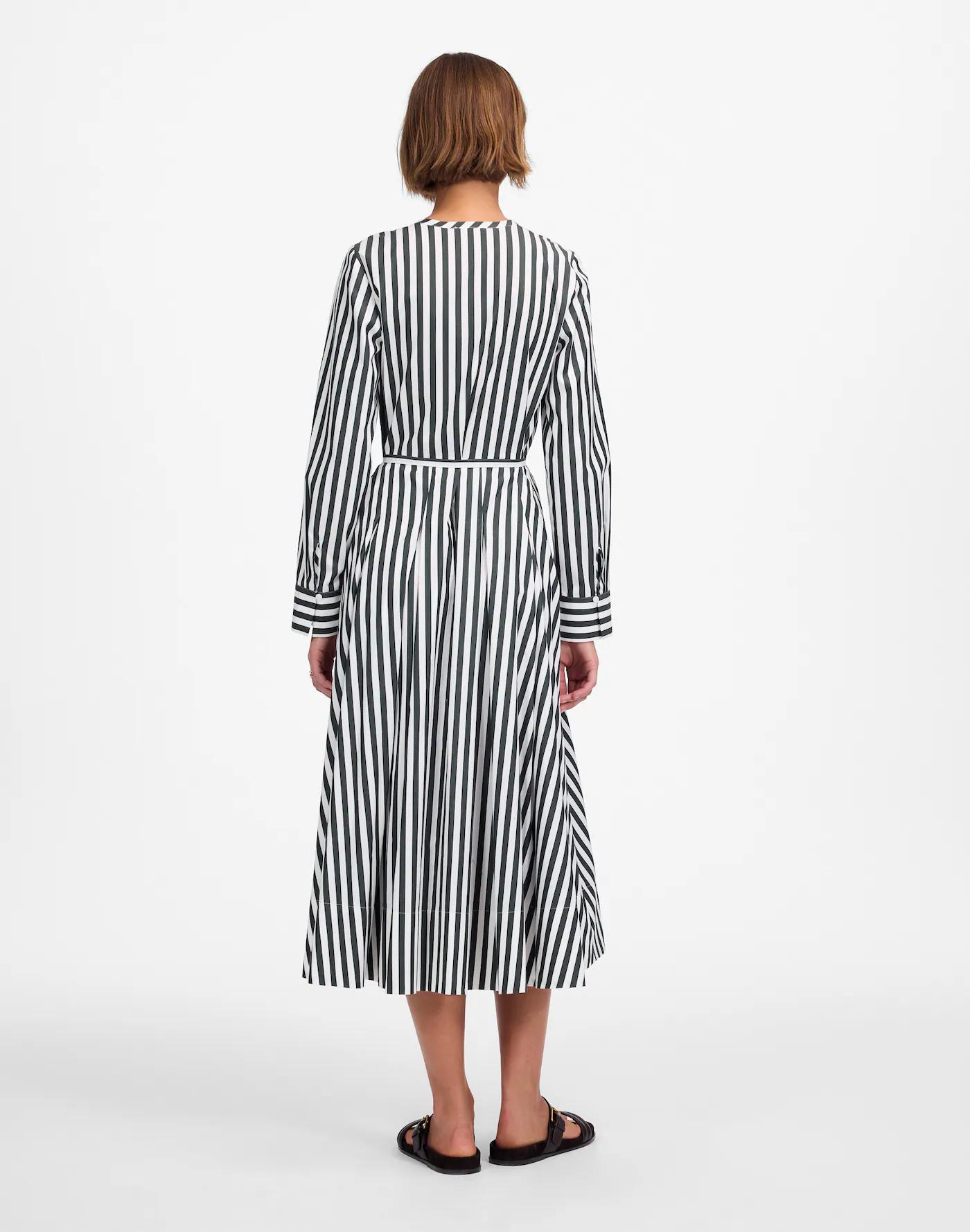 Petite Tie-Waist Midi Shirtdress in Stripe Product Image