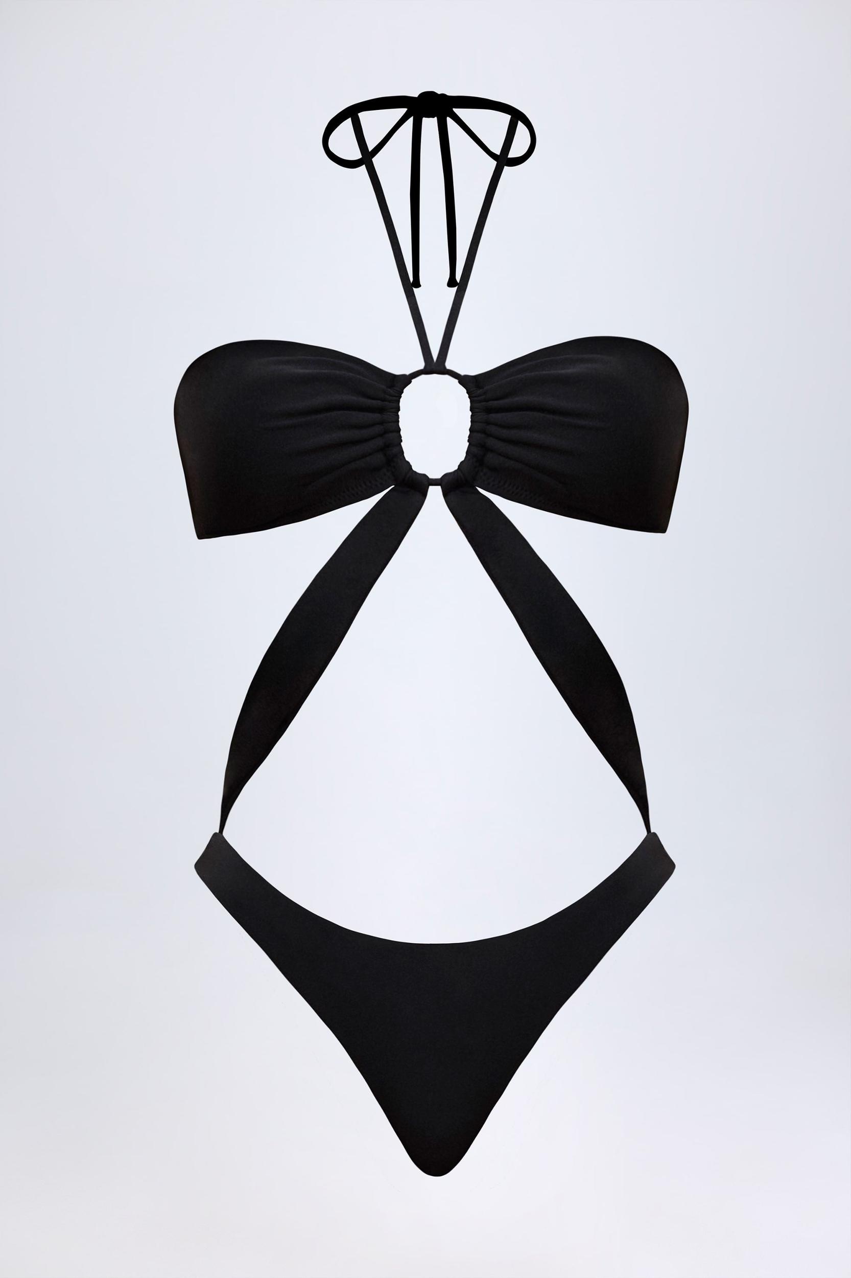 Cut-Out Halterneck Swimsuit in Black Female Product Image