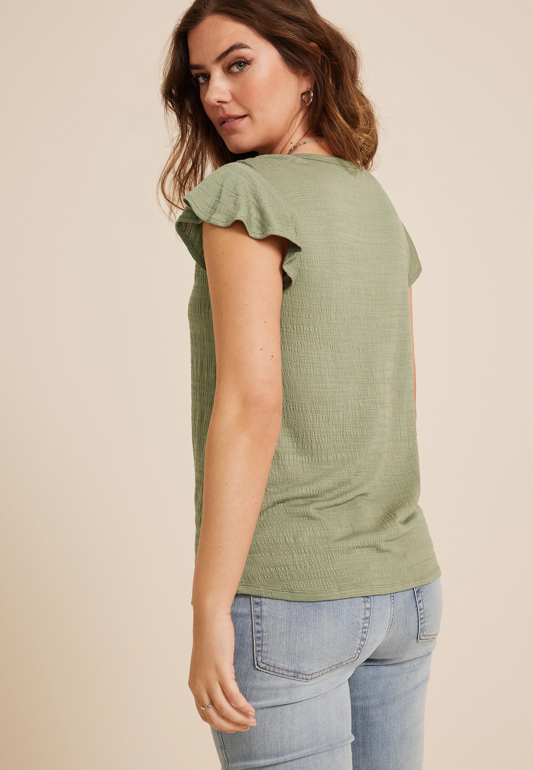 Textured Flutter Sleeve Tee Product Image