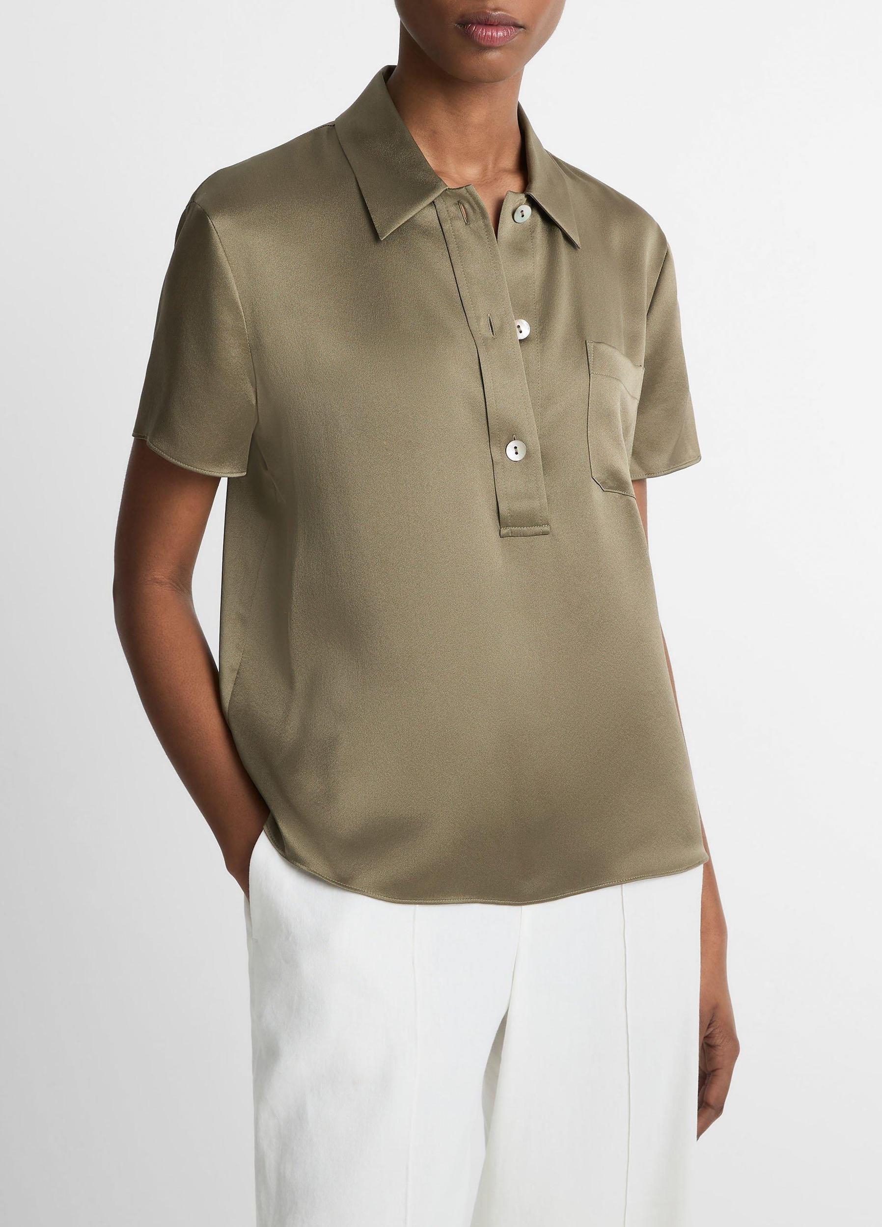 Silk Short-Sleeve Polo Shirt Product Image