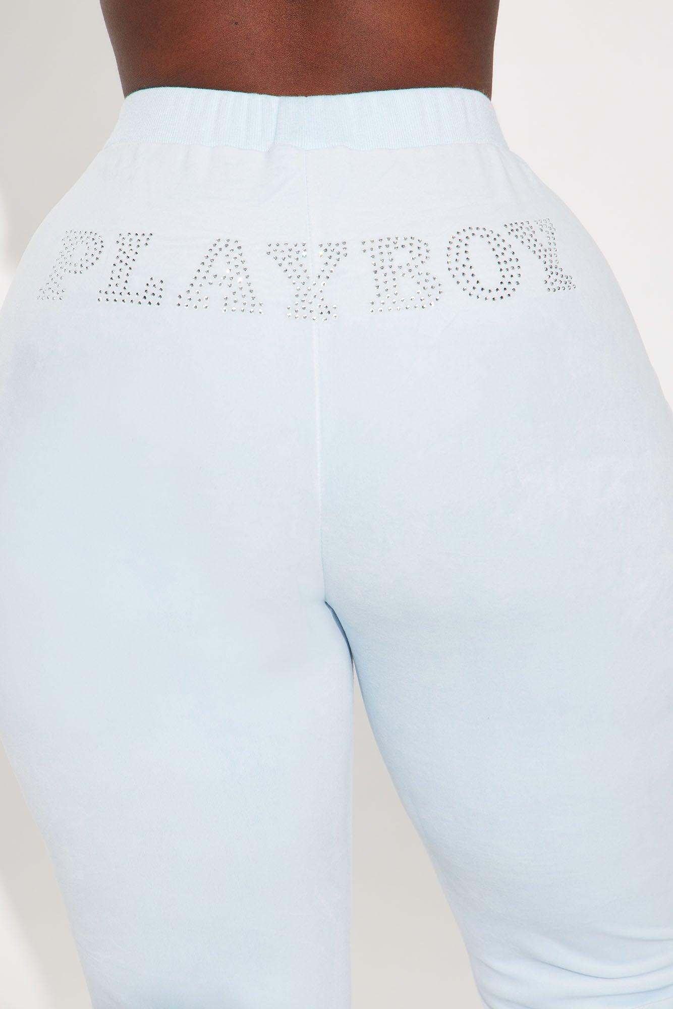 Playboy Snow Bunny Velour Flared Pant - Light Blue Product Image