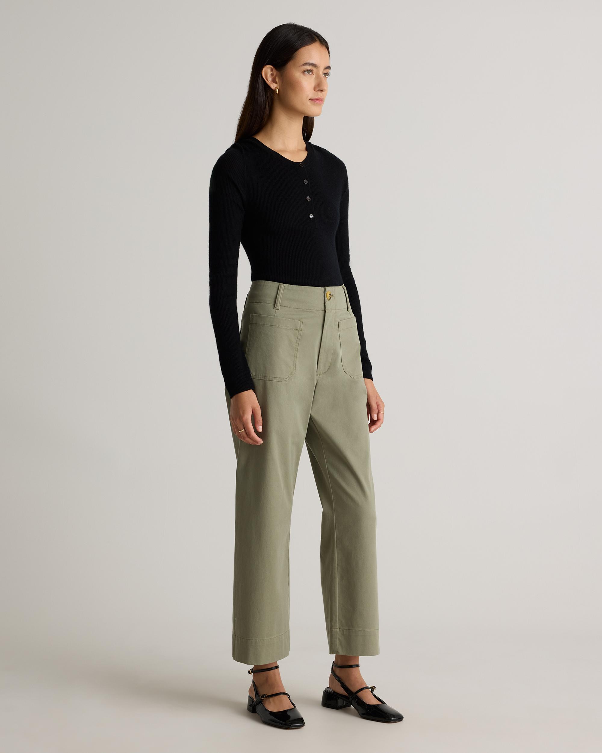Quince | Women's Organic Stretch Cotton Chino Cropped Wide Leg Pants Organic Cotton Product Image
