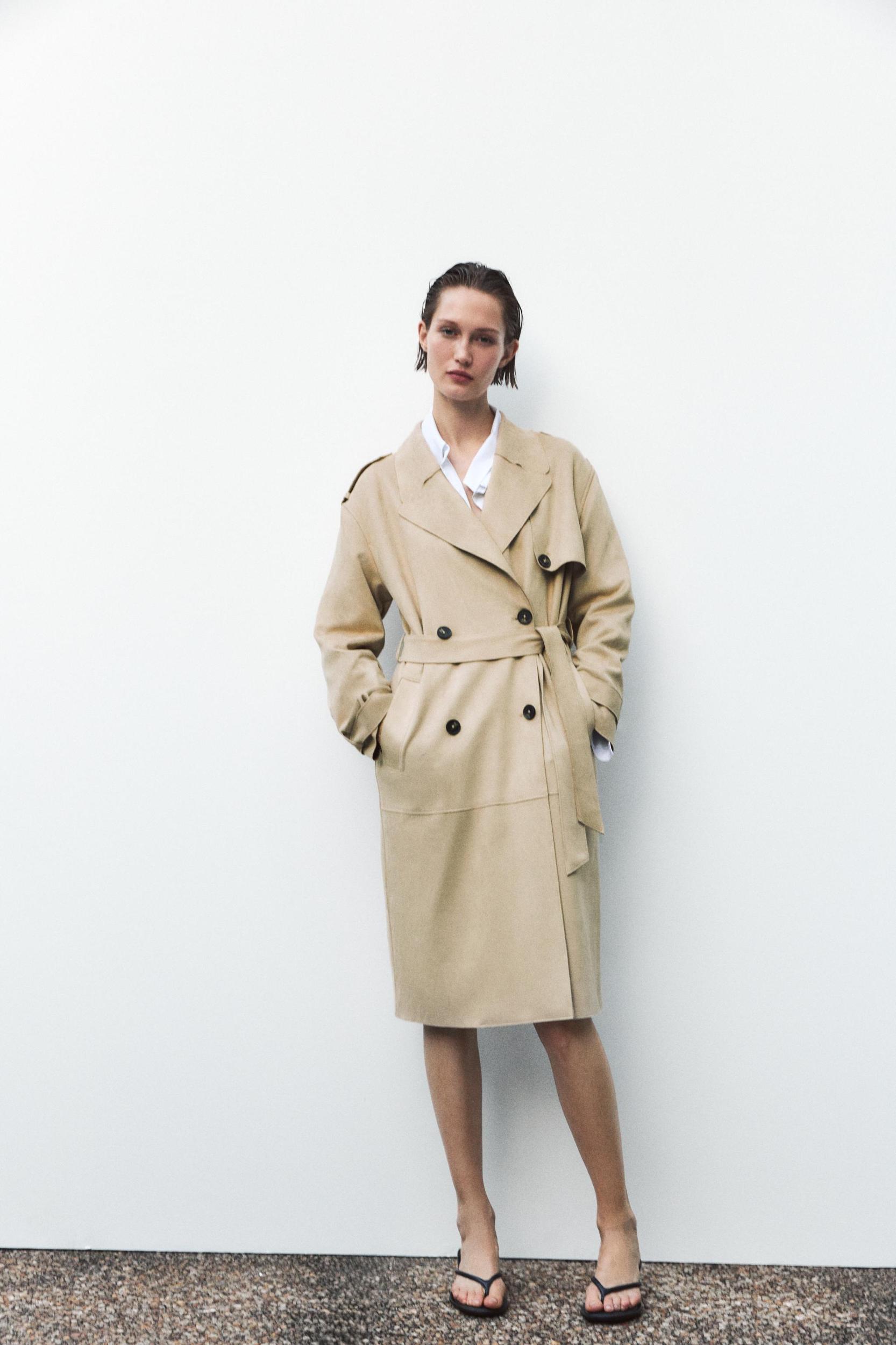 FAUX SUEDE MIDI TRENCH COAT Product Image
