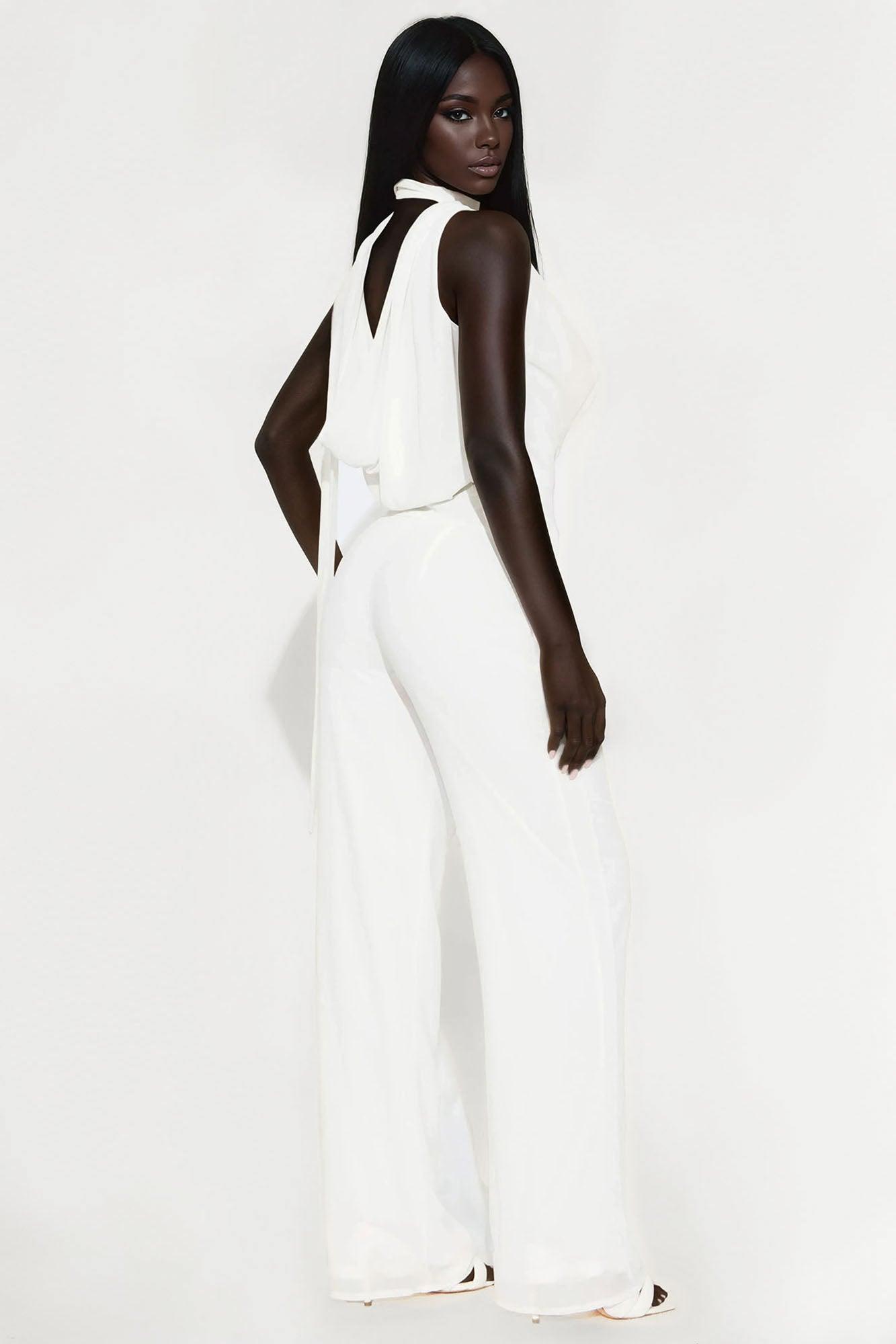 Want You Back Chiffon Jumpsuit - White Female Product Image