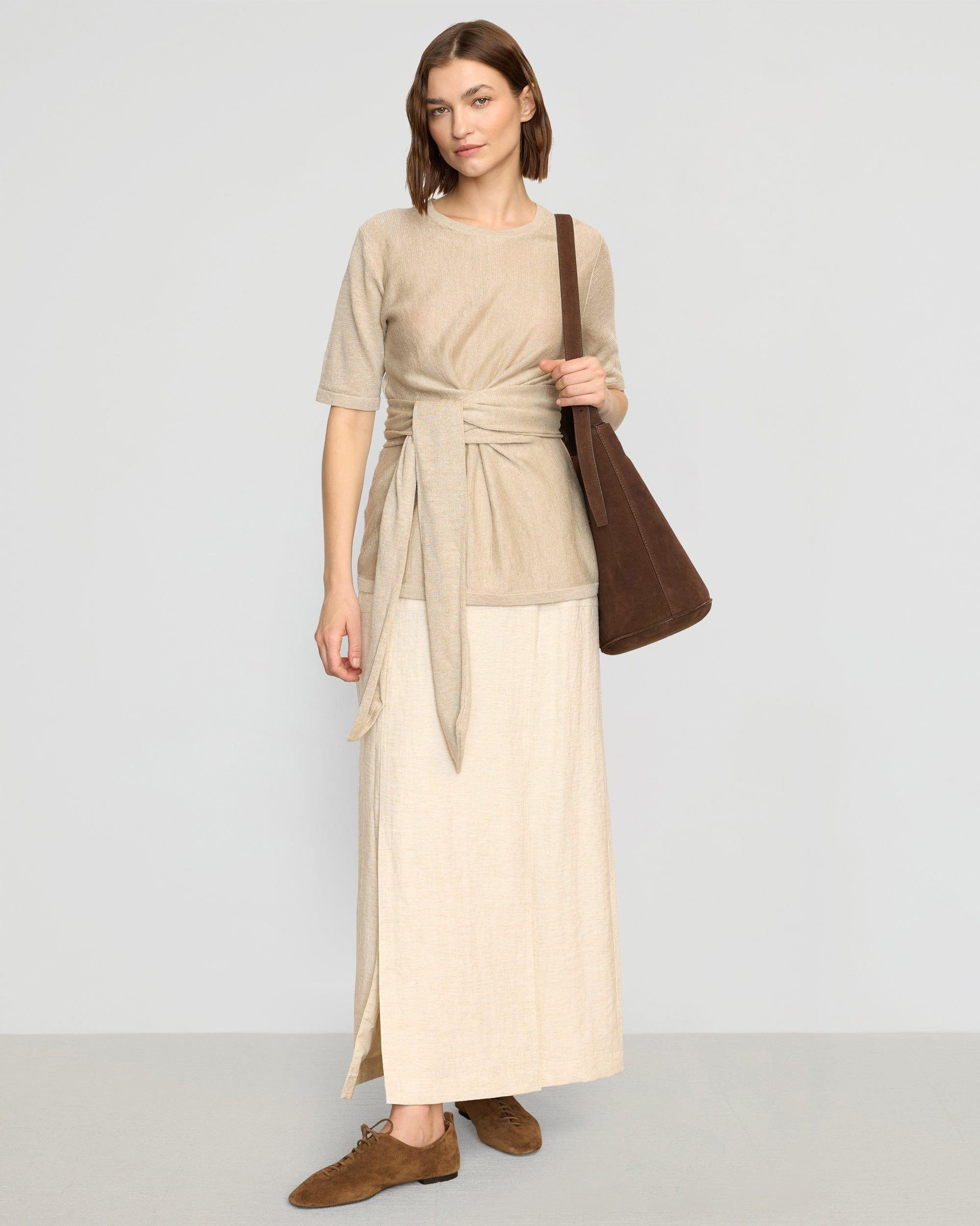 Ranni Front-Vent Linen-Blend Skirt Product Image