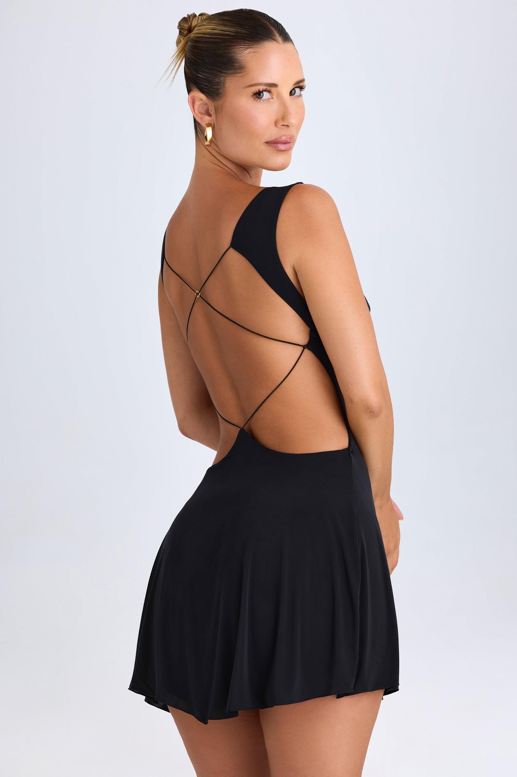 Plunge Cut-Out Mini Dress in Black Product Image