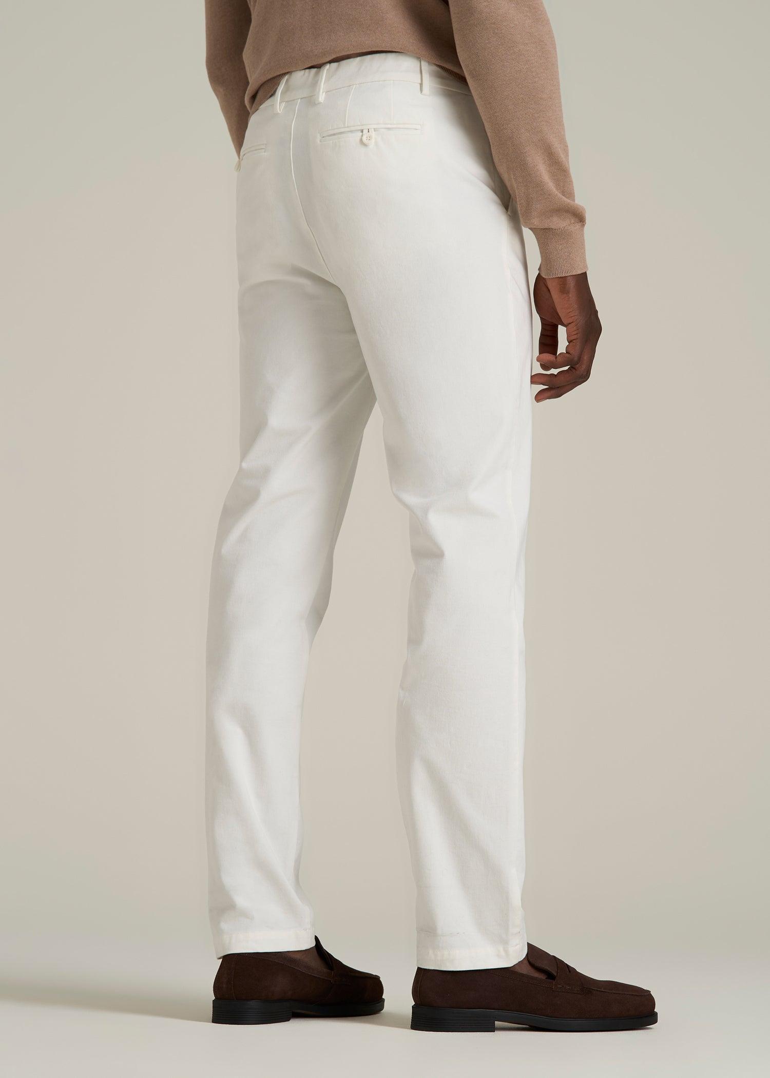 4 Way Stretch Commuter TAPERED Chino Pants for Tall Men in White Alyssum Male Product Image