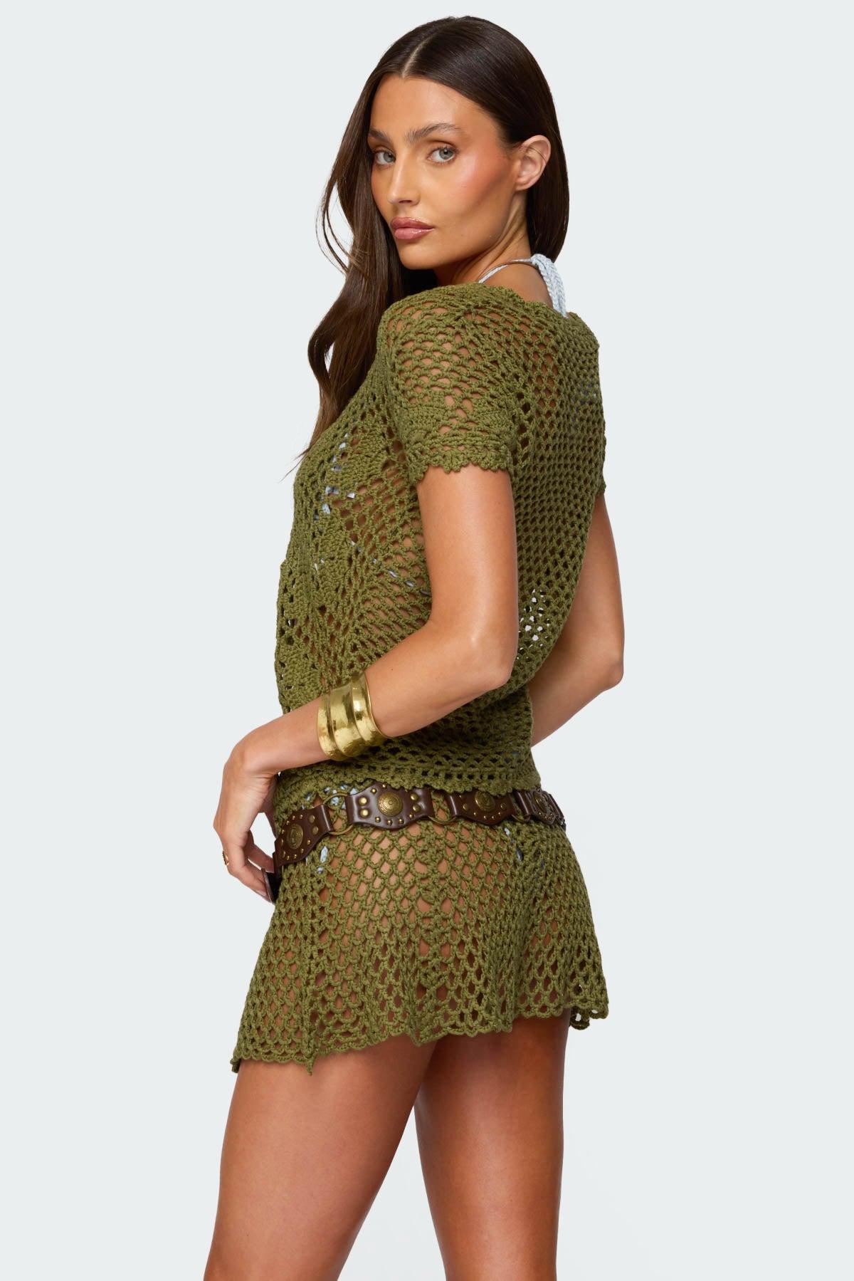 Mabelle Crochet Split Front Top Product Image