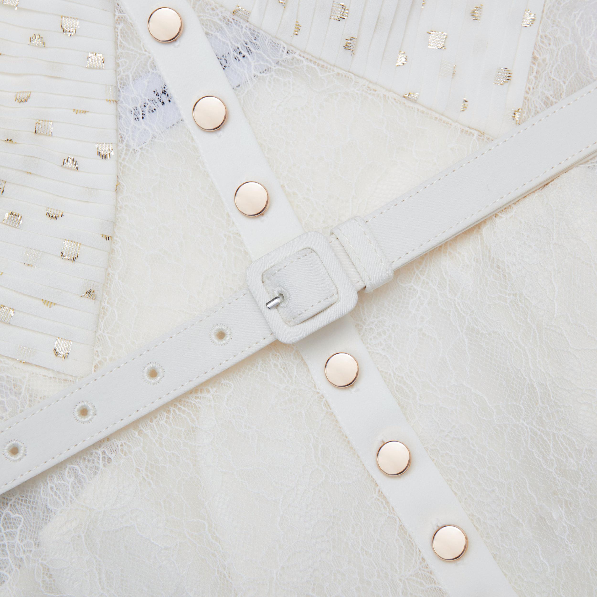 Cream And Gold Chiffon Maxi Dress Product Image