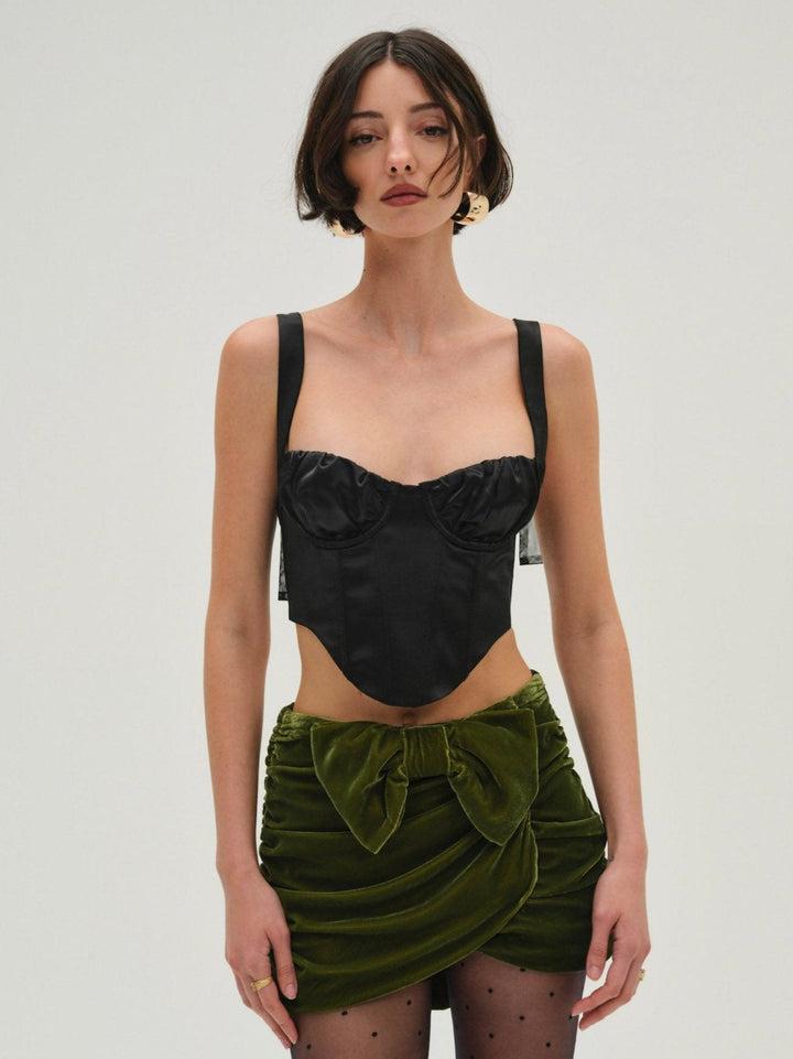Martini Velvet Mini Skirt — Green Product Image