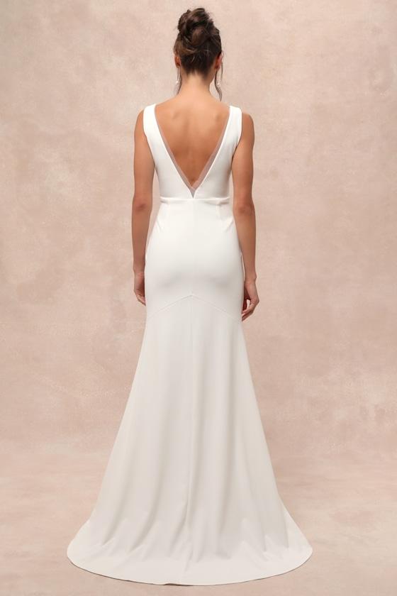 Captivating Promise White Sleeveless Mermaid Maxi Dress Product Image