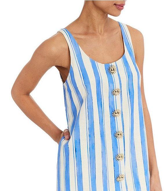 Mestiza New York Mercedes Linen Blend Santorini Stripe Scoop Neck Sleeveless Dress Product Image