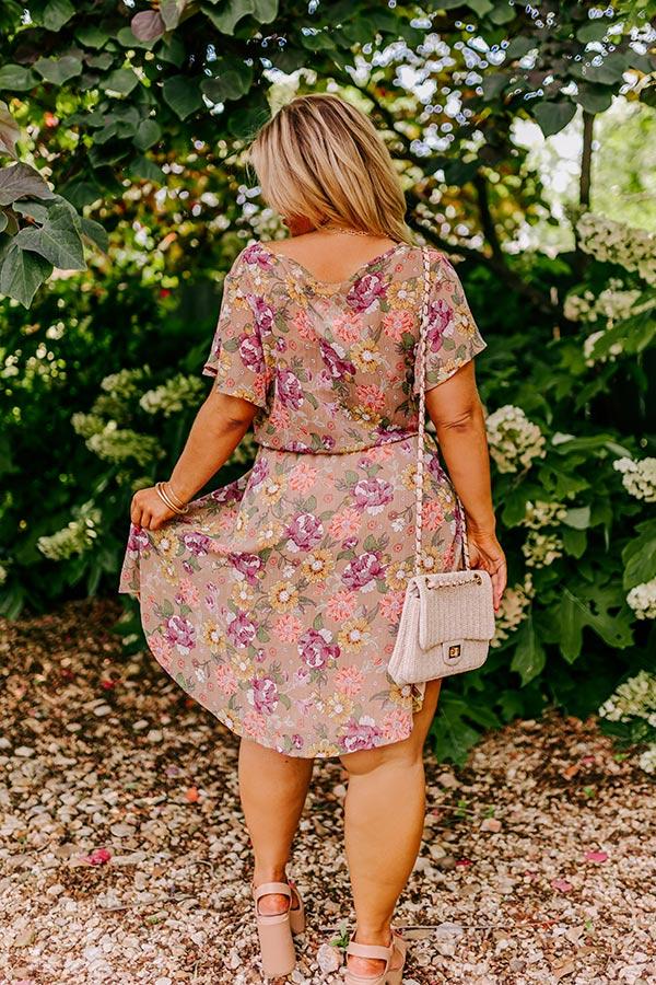 Sweet Like Honey Floral Mini Dress In Taupe Curves Product Image