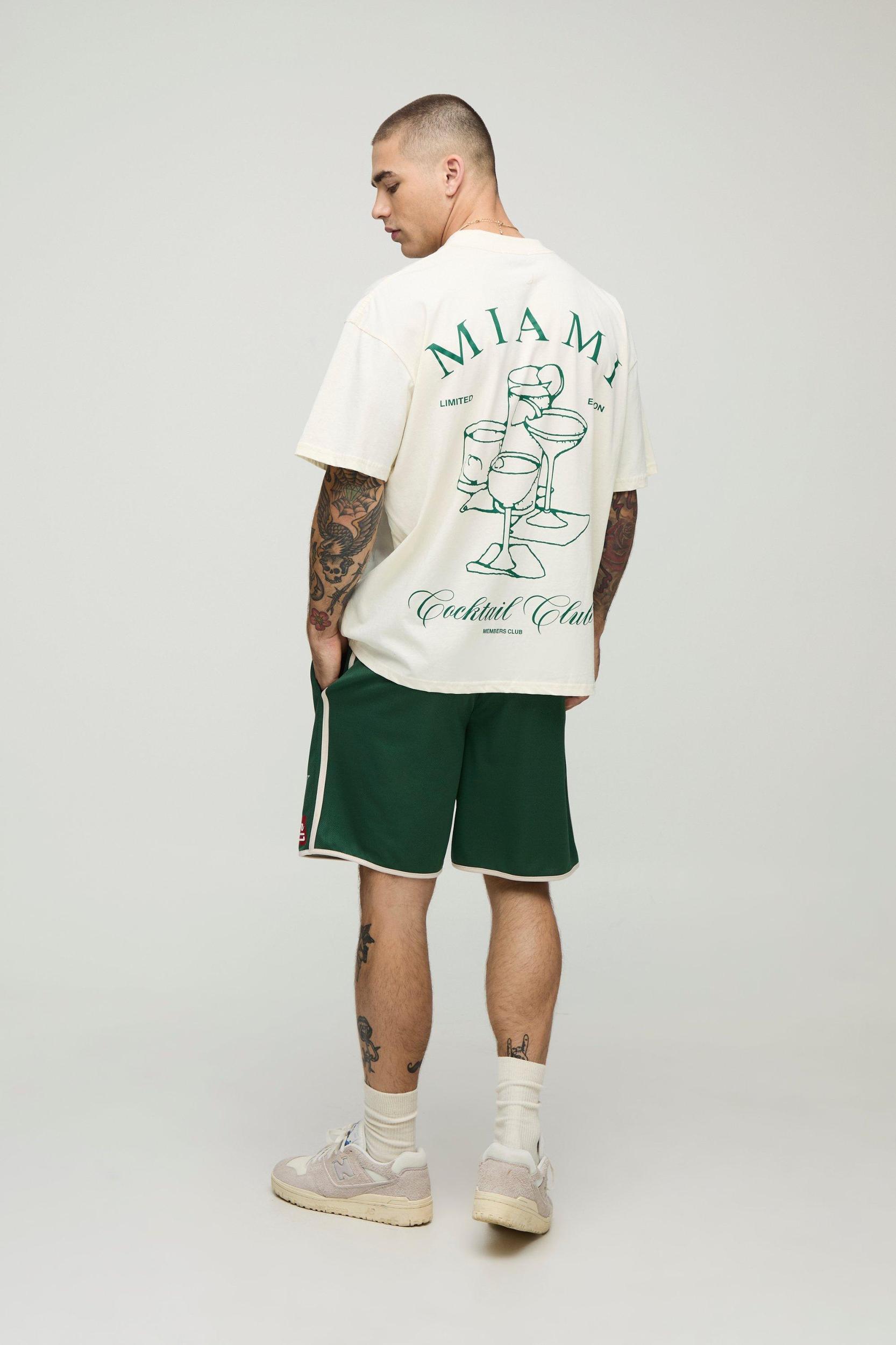 Man Racing Mid Length Mesh Basketball Shorts | boohooMAN USA Product Image