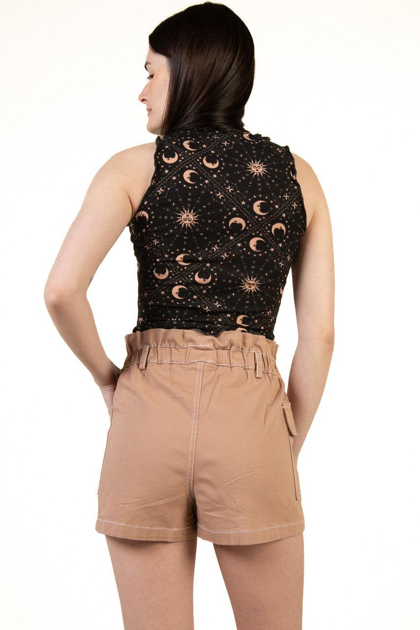 Taupe Paperbag Waist Cargo Shorts Product Image