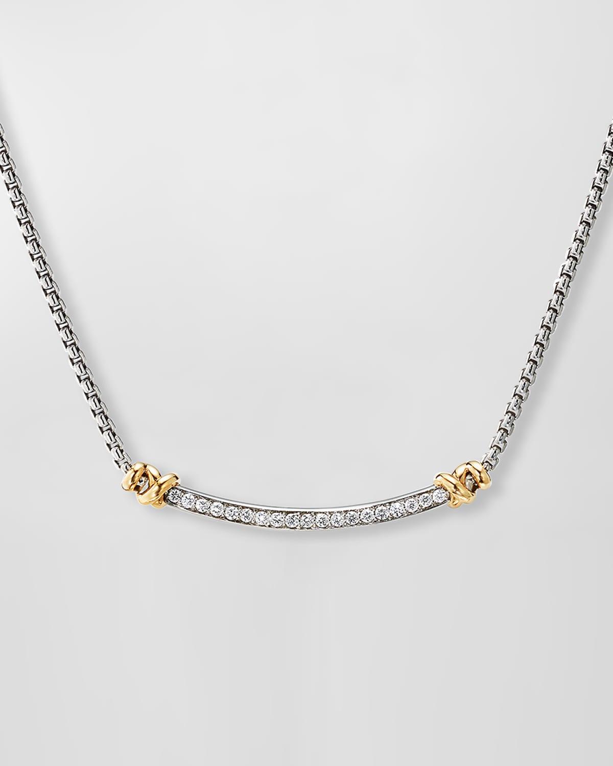 David Yurman Sterling Petite Helena Station Necklace with 18K Yellow Gold & Diamonds, 17 Product Image