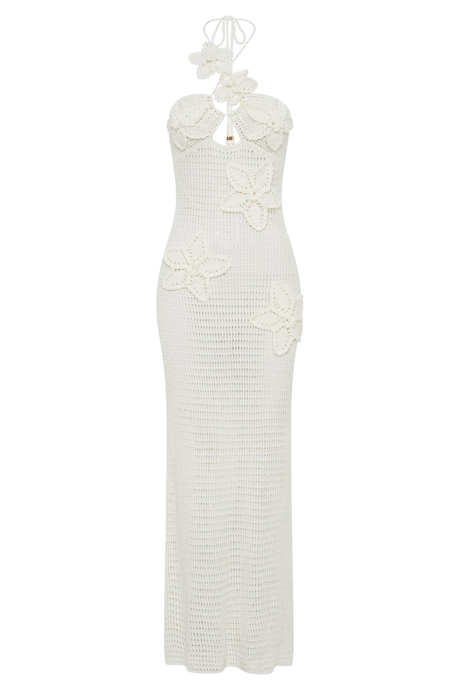 Kyla Floral Crochet Maxi Dress - Ivory Product Image