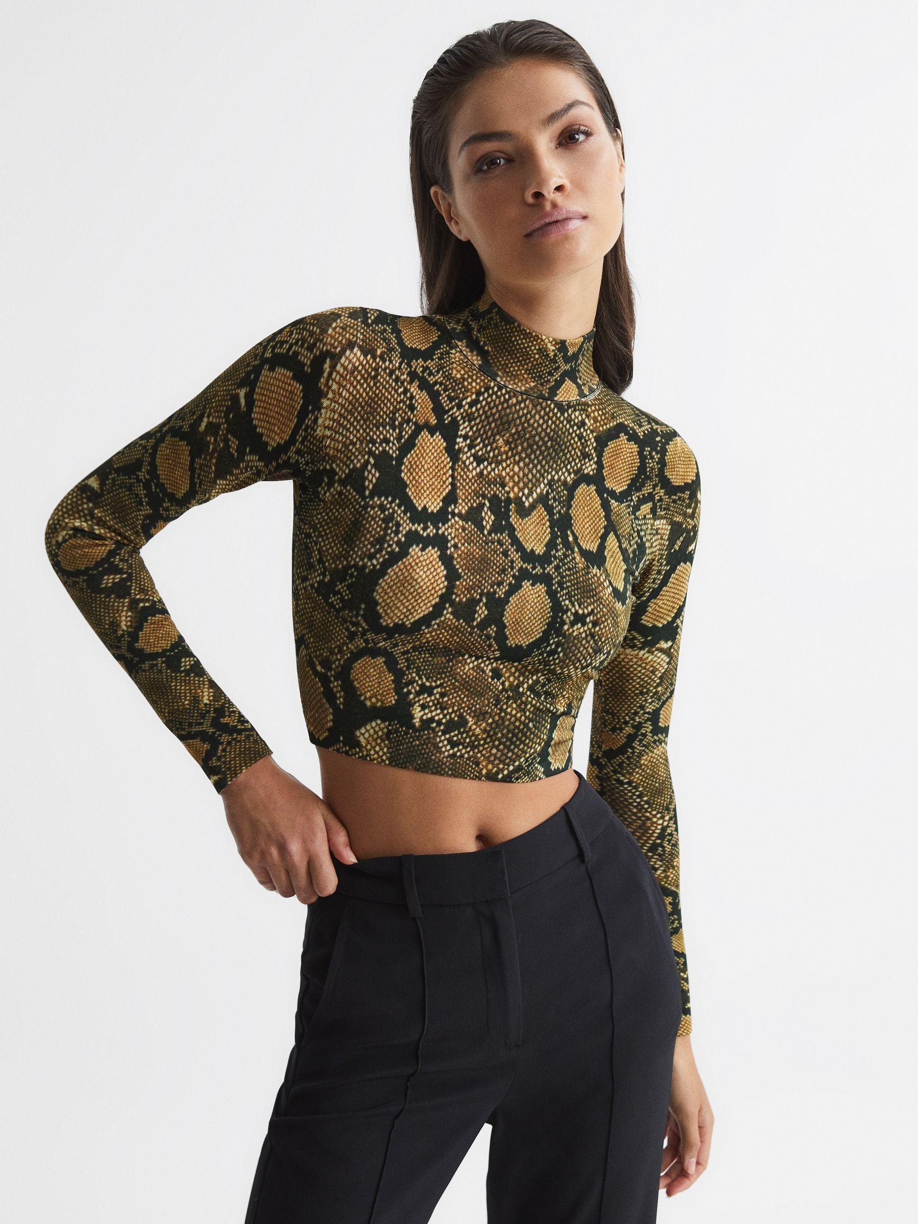 Snake Print Knitted Top in Multi Product Image