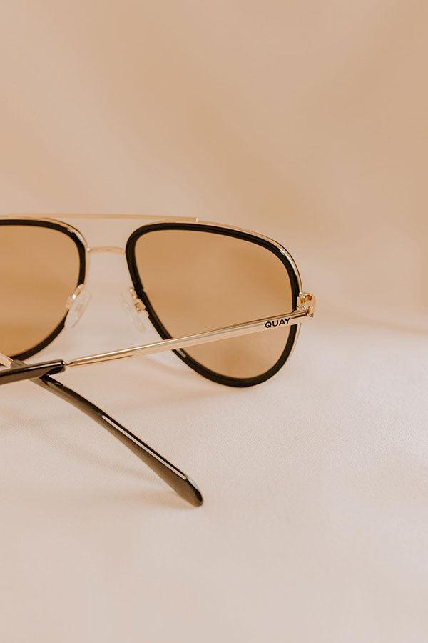 Quay All In Medium Aviator Sunnies in Black Product Image