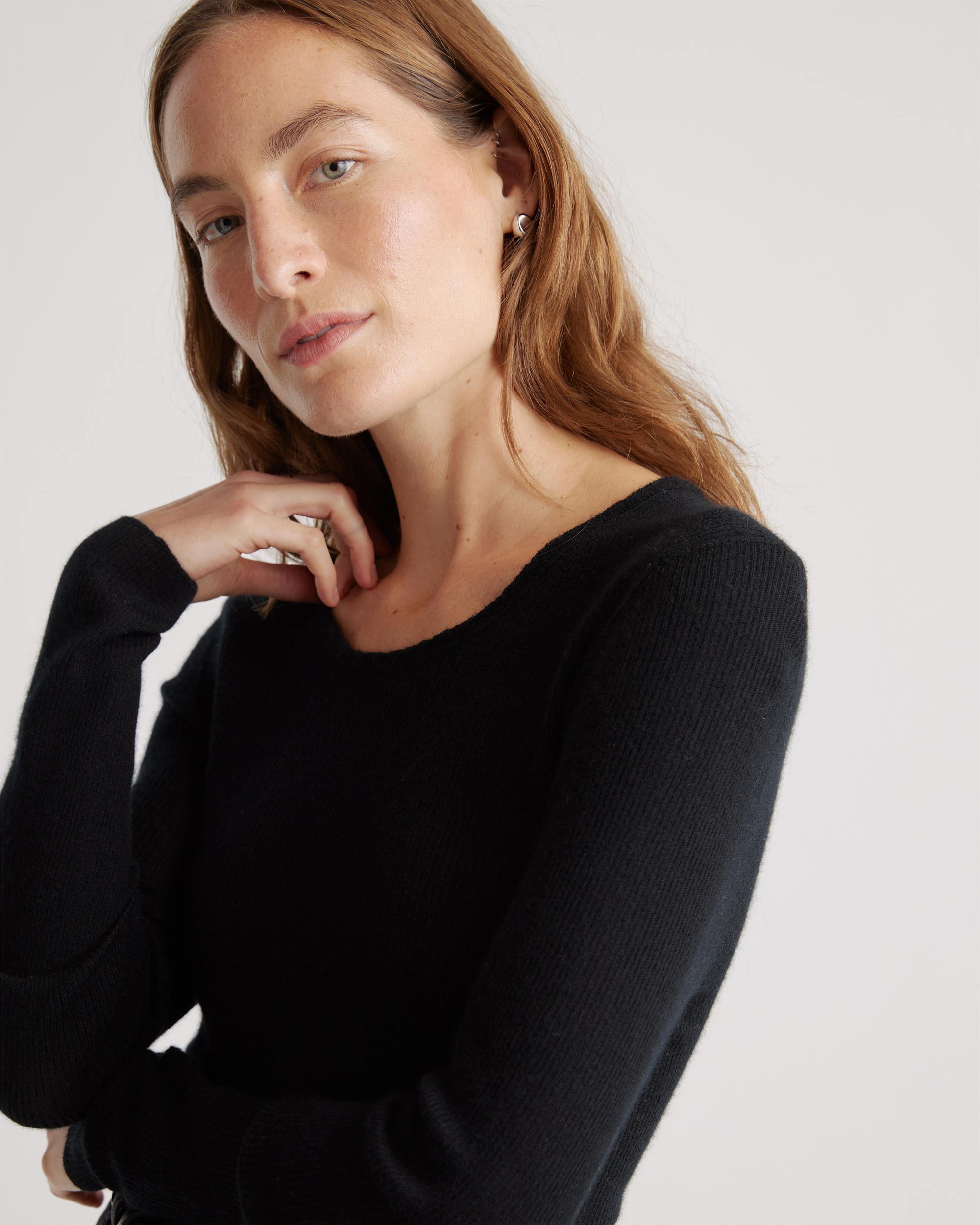 Quince | Women's Featherweight Cashmere Ribbed Crewneck Sweater Size XS Product Image