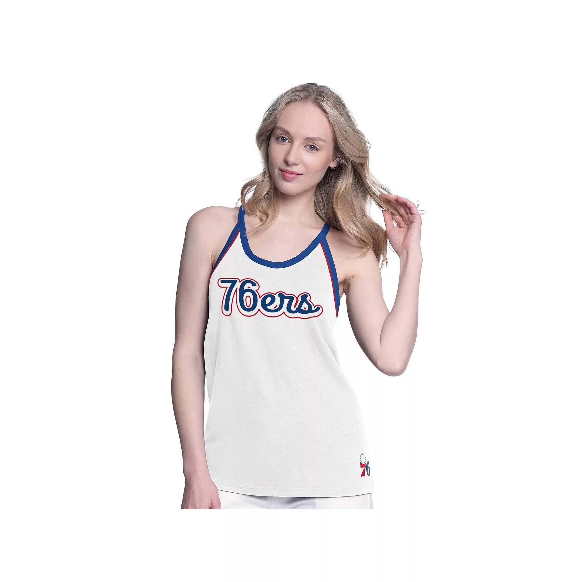 Women's G-III 4Her by Carl Banks White Miami Heat Curveball Racerback Tank Top, Size: Large Product Image