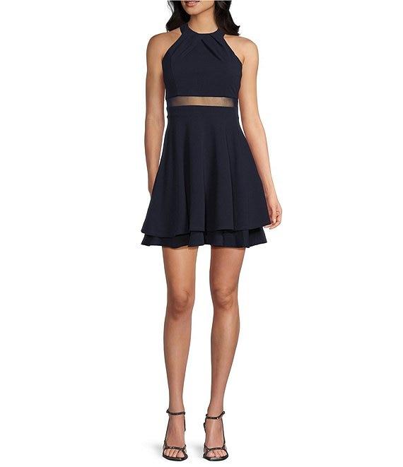 Honey and Rosie Halter Neck Illusion-Waist Double Hem Fit-And-Flare Dress Product Image