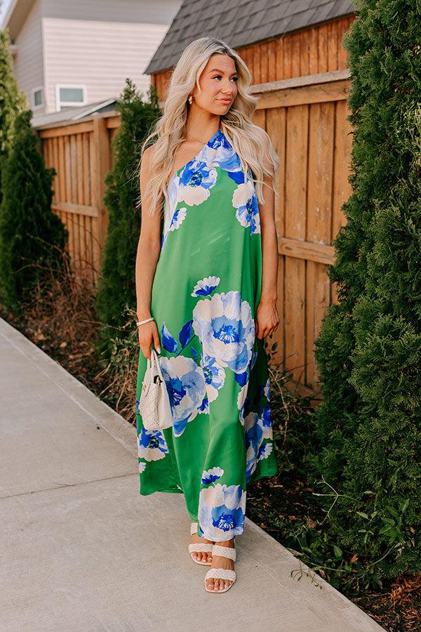Tropical Escape Satin Maxi Dress Product Image