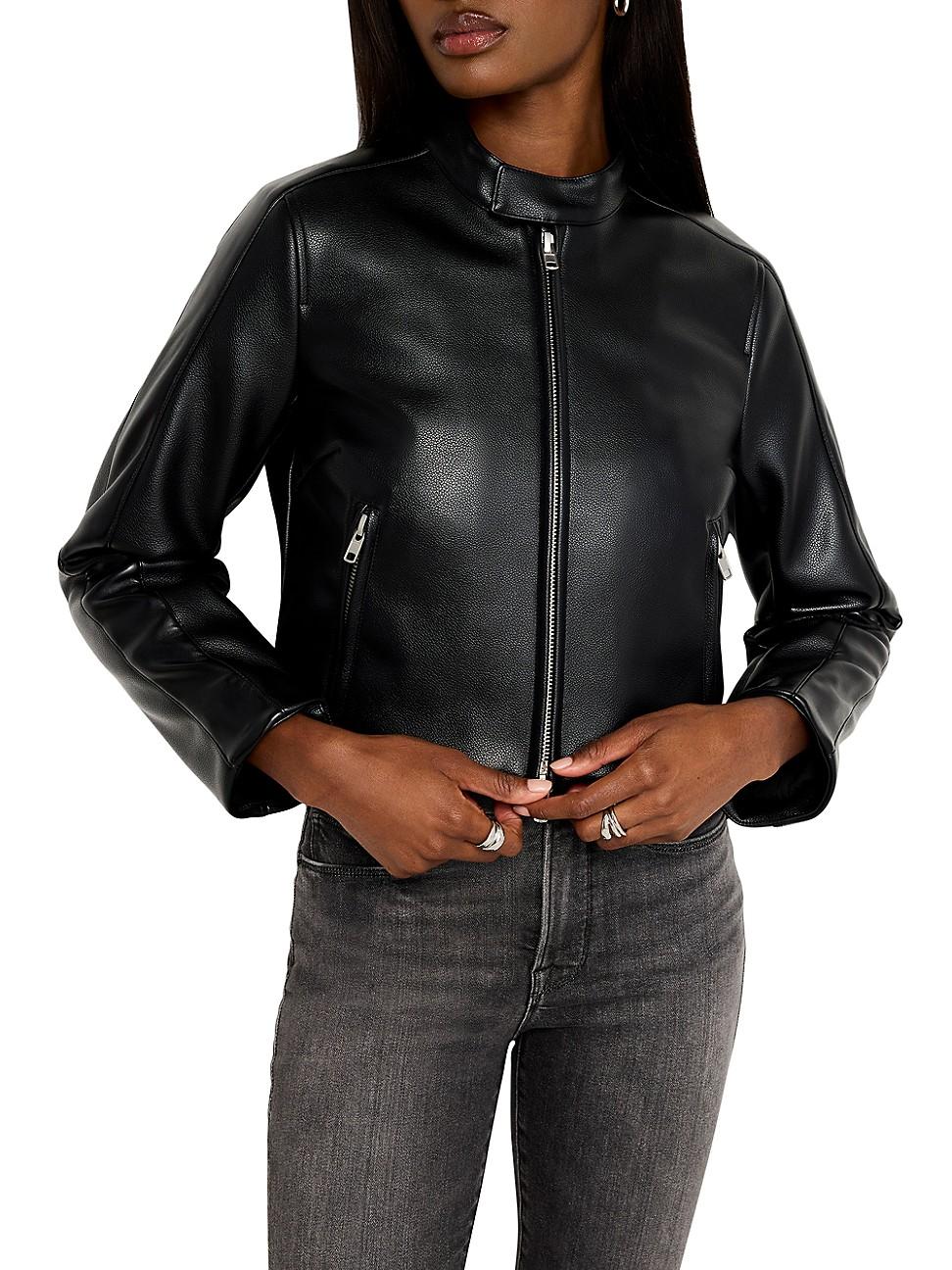 Womens Faux Leather Moto Jacket Product Image