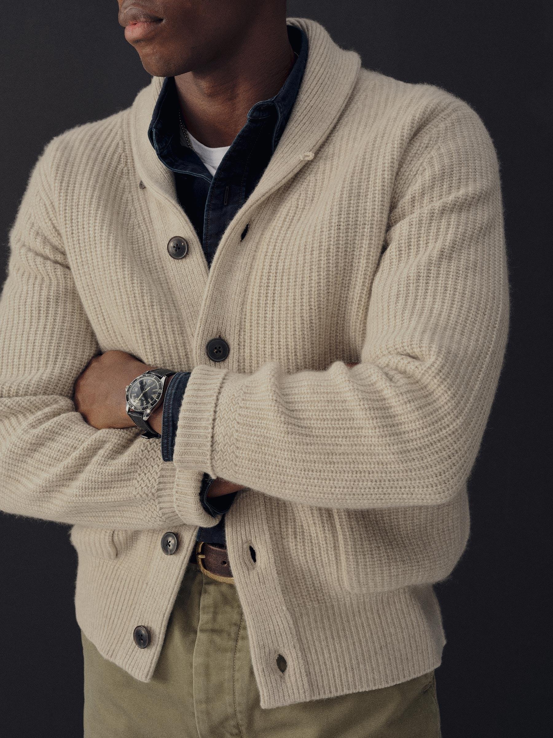 Light Oat California Cashmere Shawl Cardigan Product Image