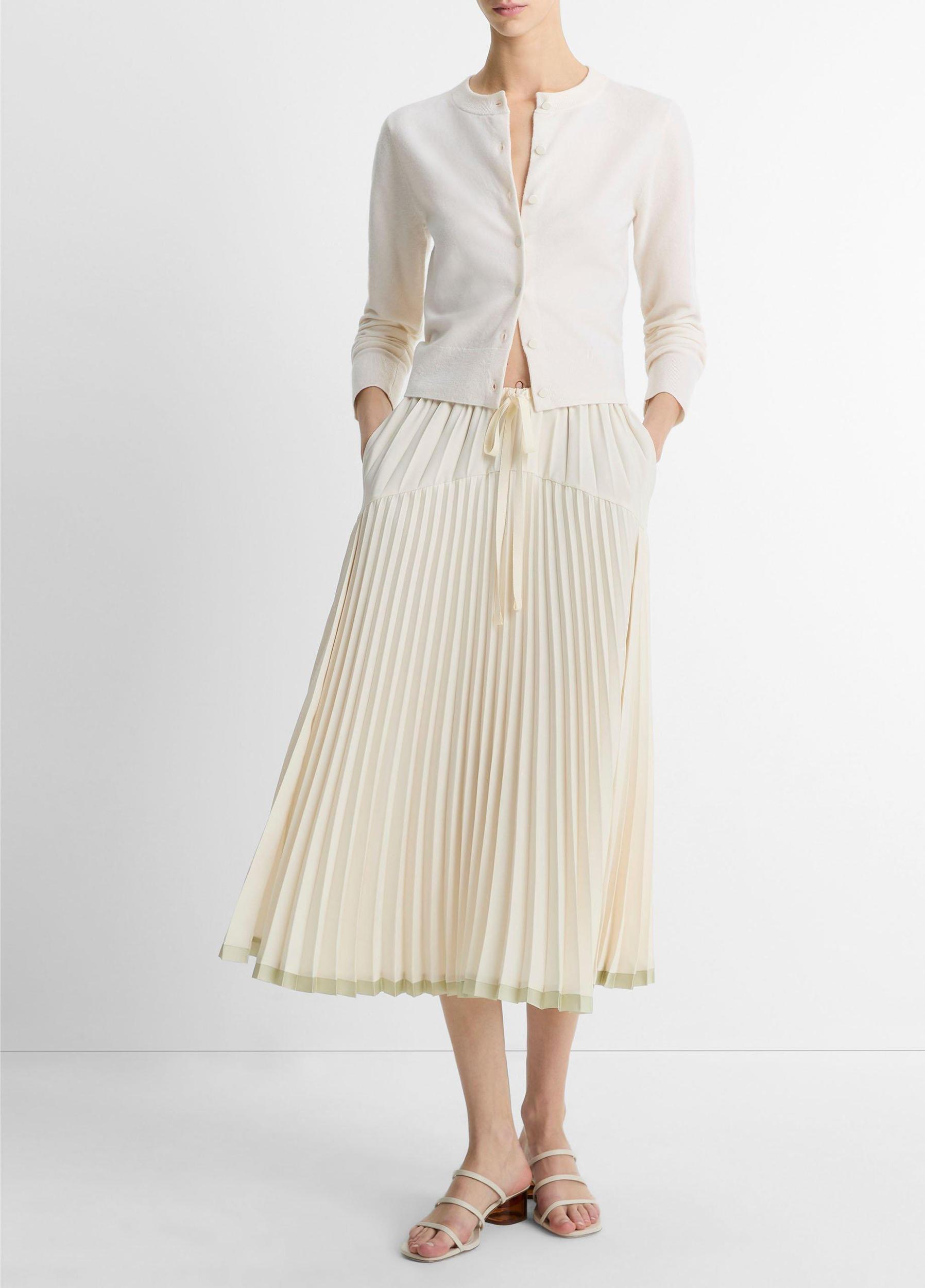 Wool & Cashmere-Blend Tipped Half-Moon Cardigan Product Image