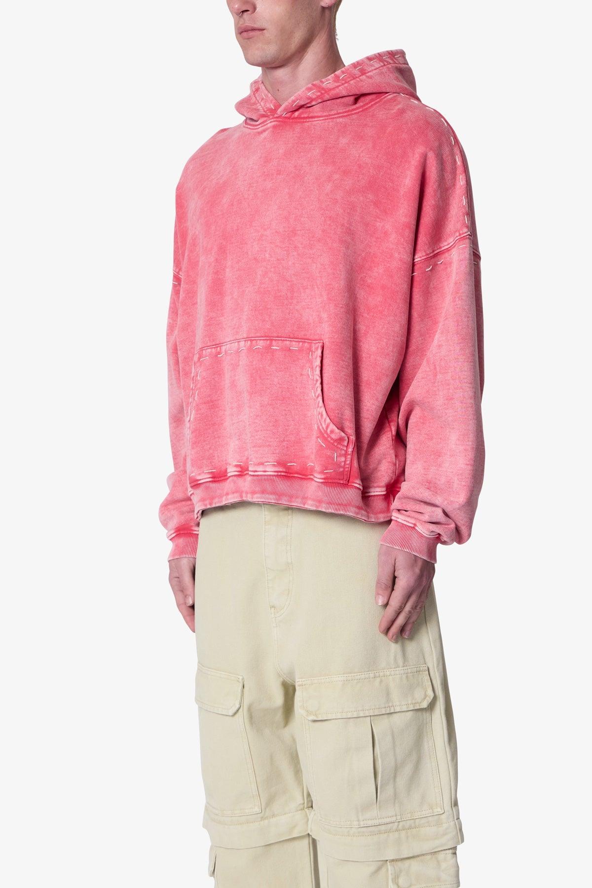 Contrast Stitch Hoodie - Red Product Image