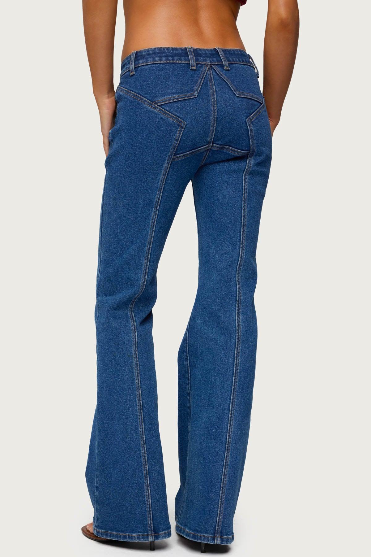 Starrie Panel Stitch Low Rise Bootcut Jeans Product Image
