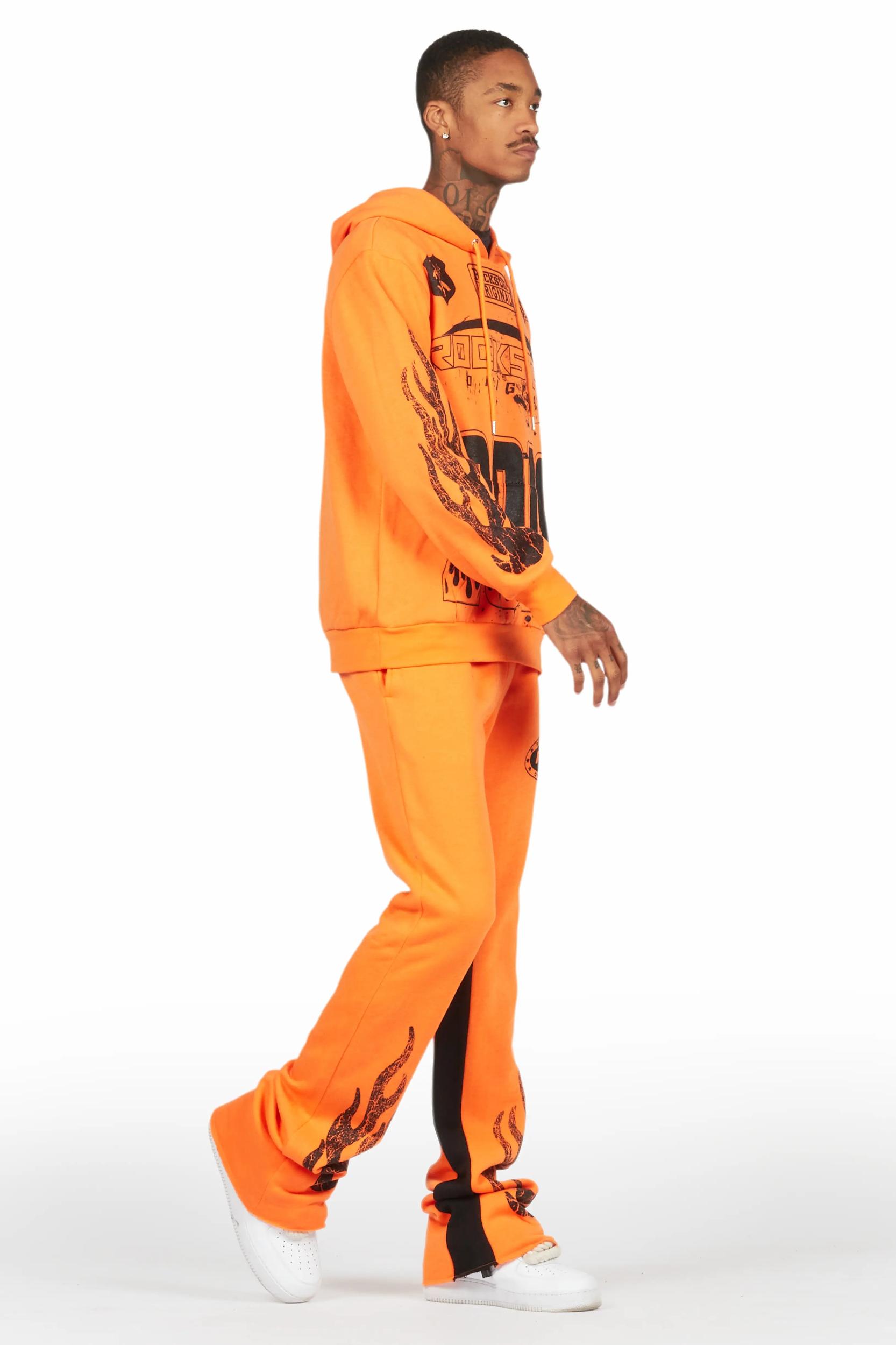 Amos Orange Hoodie/Baggy Track Pant Set Male Product Image