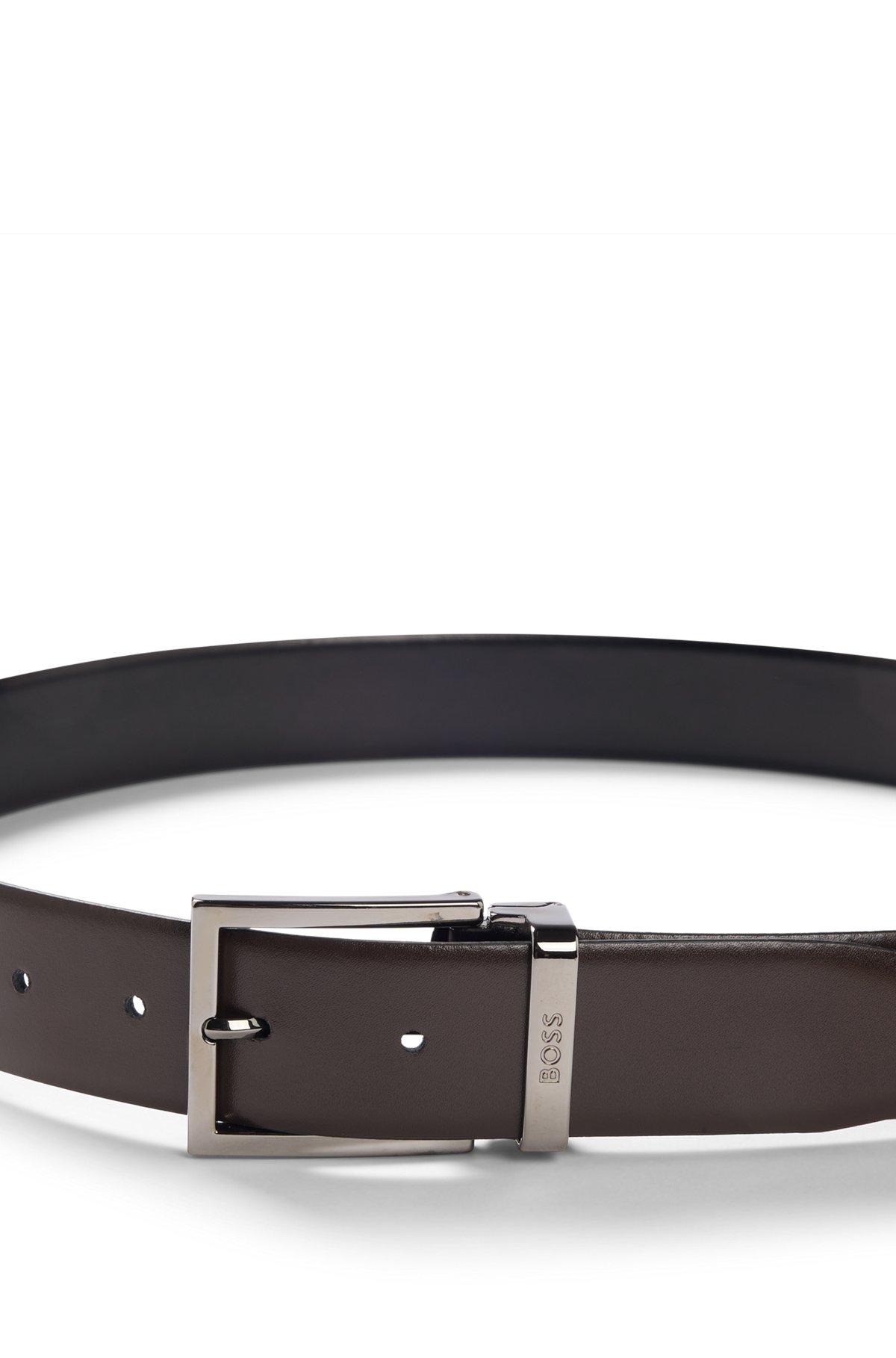 Reversible Italian-leather belt with gunmetal hardware Product Image